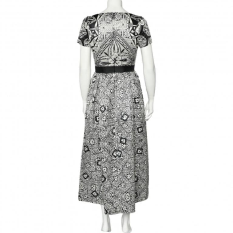 Gray Class Cavalli Monochrome Printed Sateen Maxi Dress M For Sale