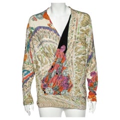Class Cavalli Mehrfarbig bedrucktes drapiertes gestricktes Oberteil L
