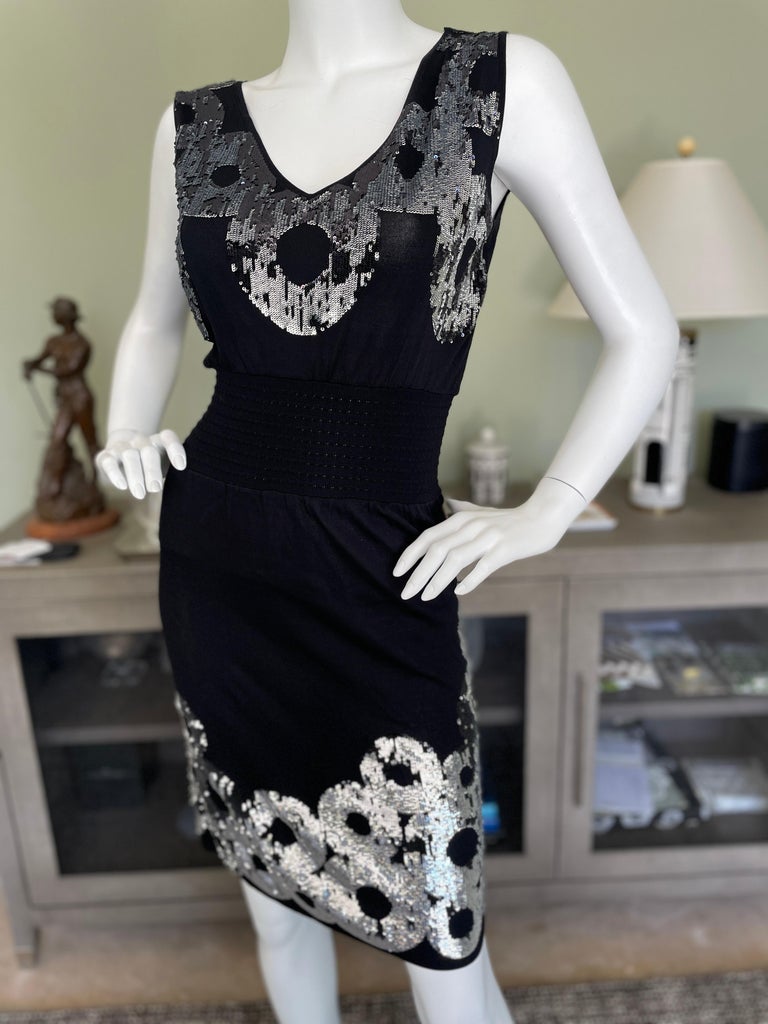 Class Cavalli Vintage Black Knit Silver Sequin Dress by Roberto Cavalli ...