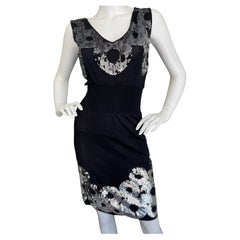 Class Cavalli Vintage Black Knit Silver Sequin Dress by Roberto Cavalli