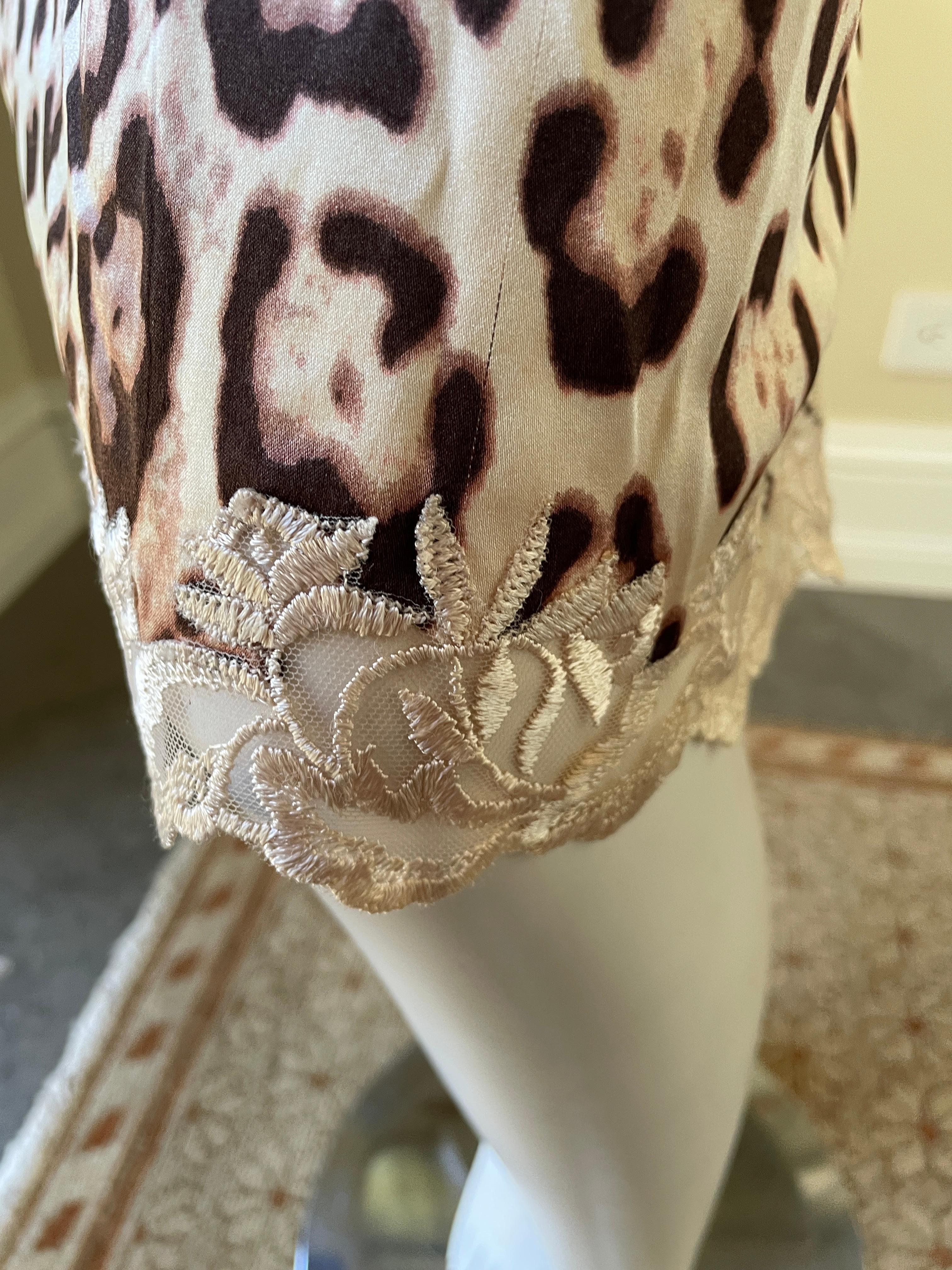 Class Cavalli Vintage Lace Trimmed Leopard Print Slip Dress  For Sale 1