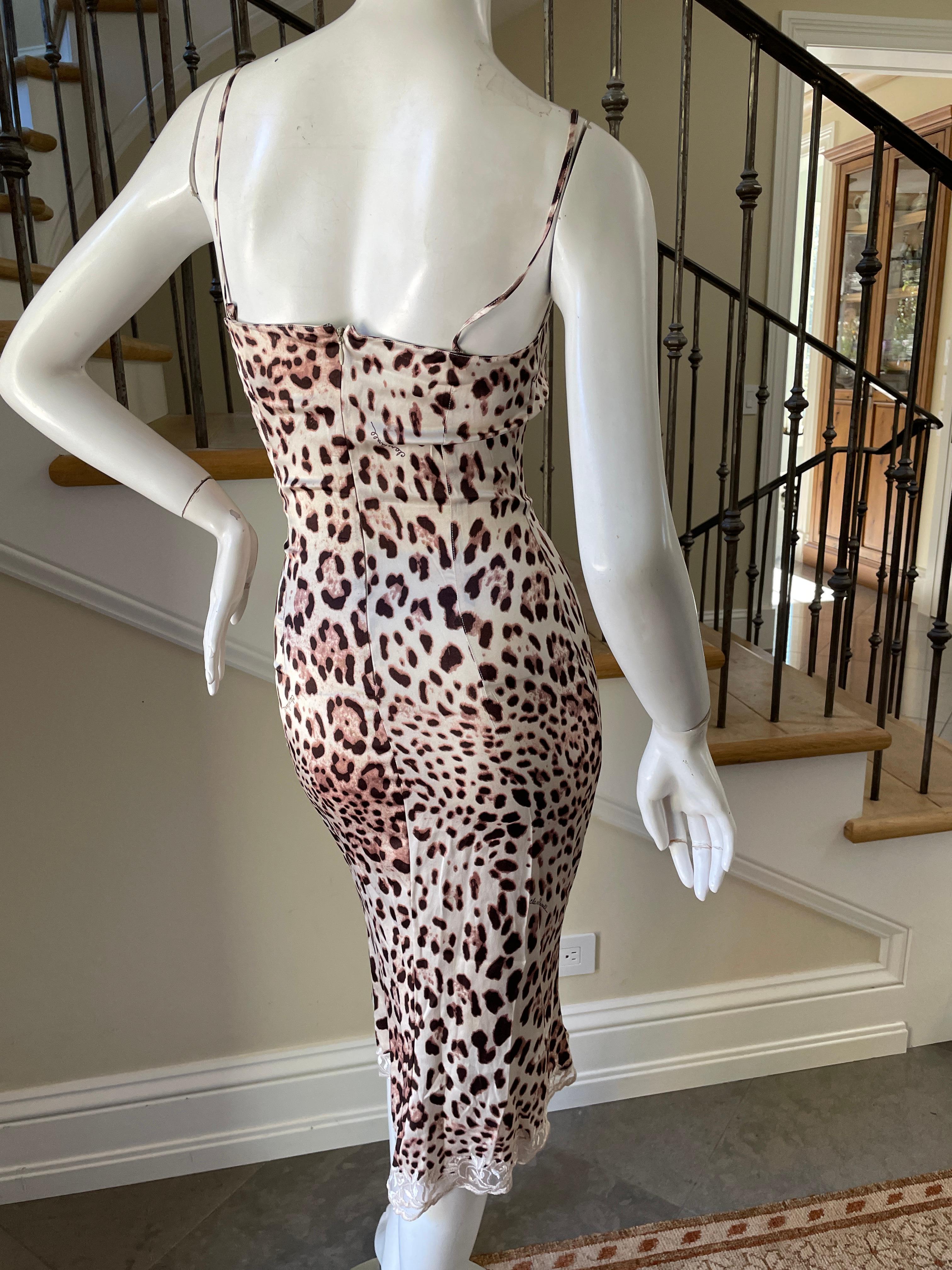 Class Cavalli Vintage Lace Trimmed Leopard Print Slip Dress  For Sale 4