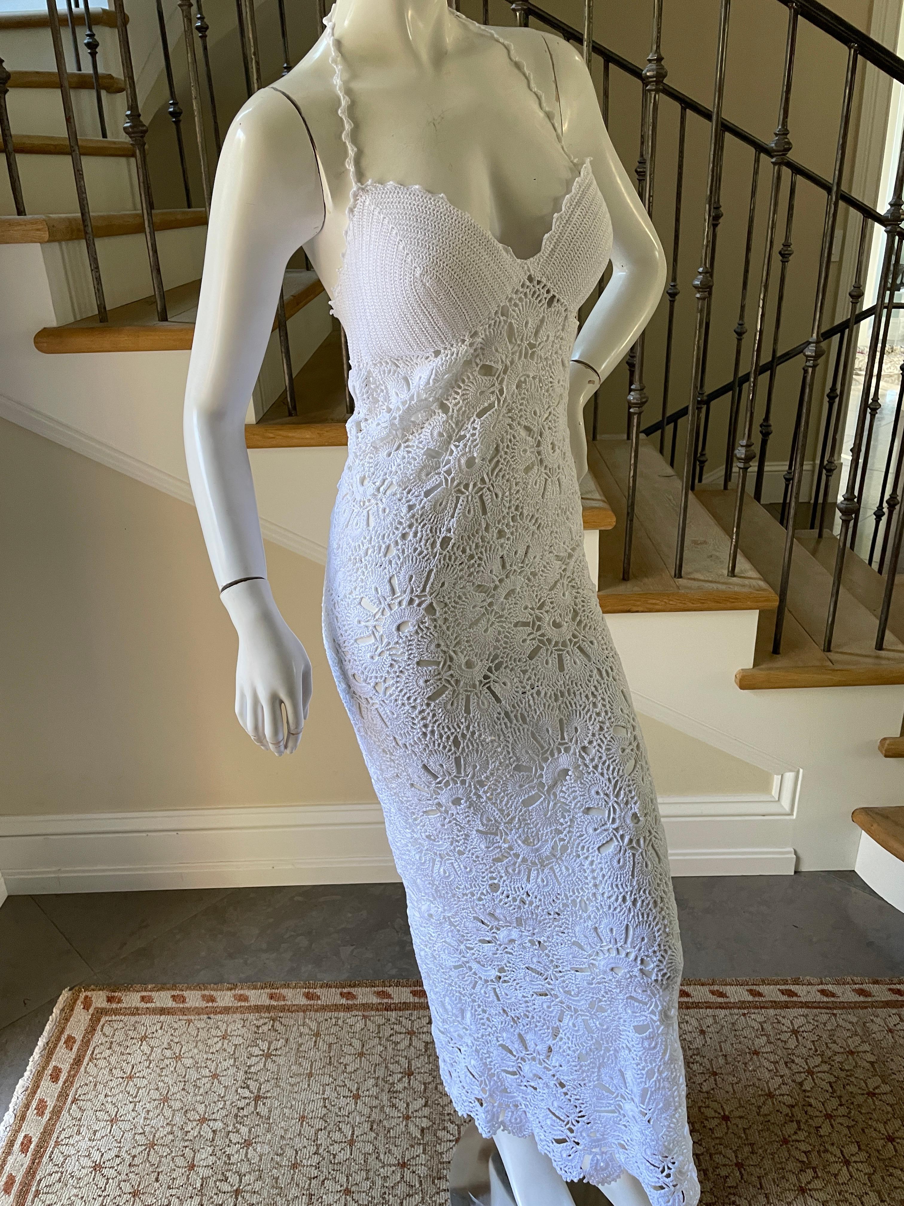 Class Cavalli Vintage Sheer White Crochet Slip Dress NWT In Excellent Condition For Sale In Cloverdale, CA