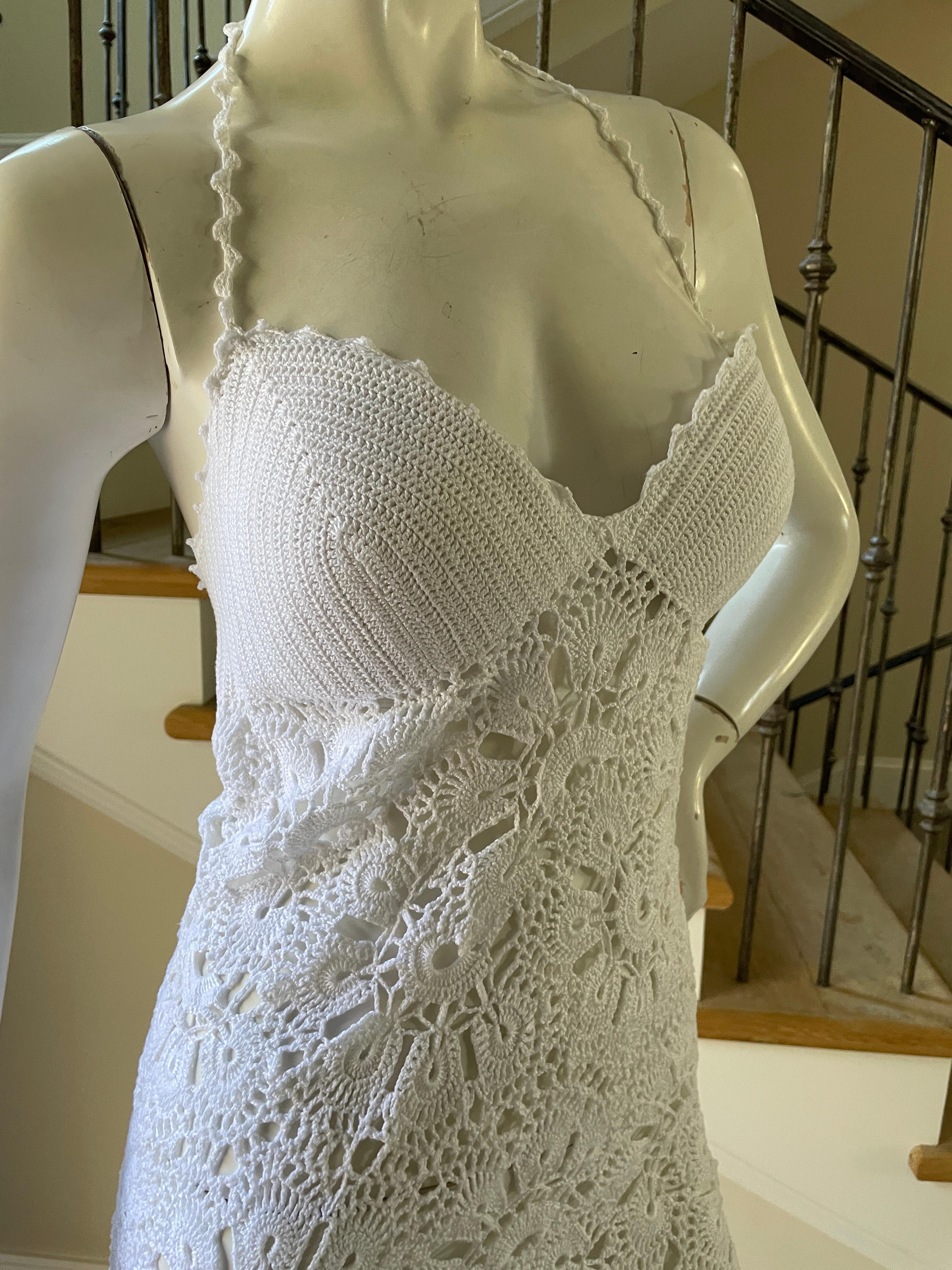 Women's or Men's Class Cavalli Vintage Sheer White Crochet Slip Dress NWT For Sale