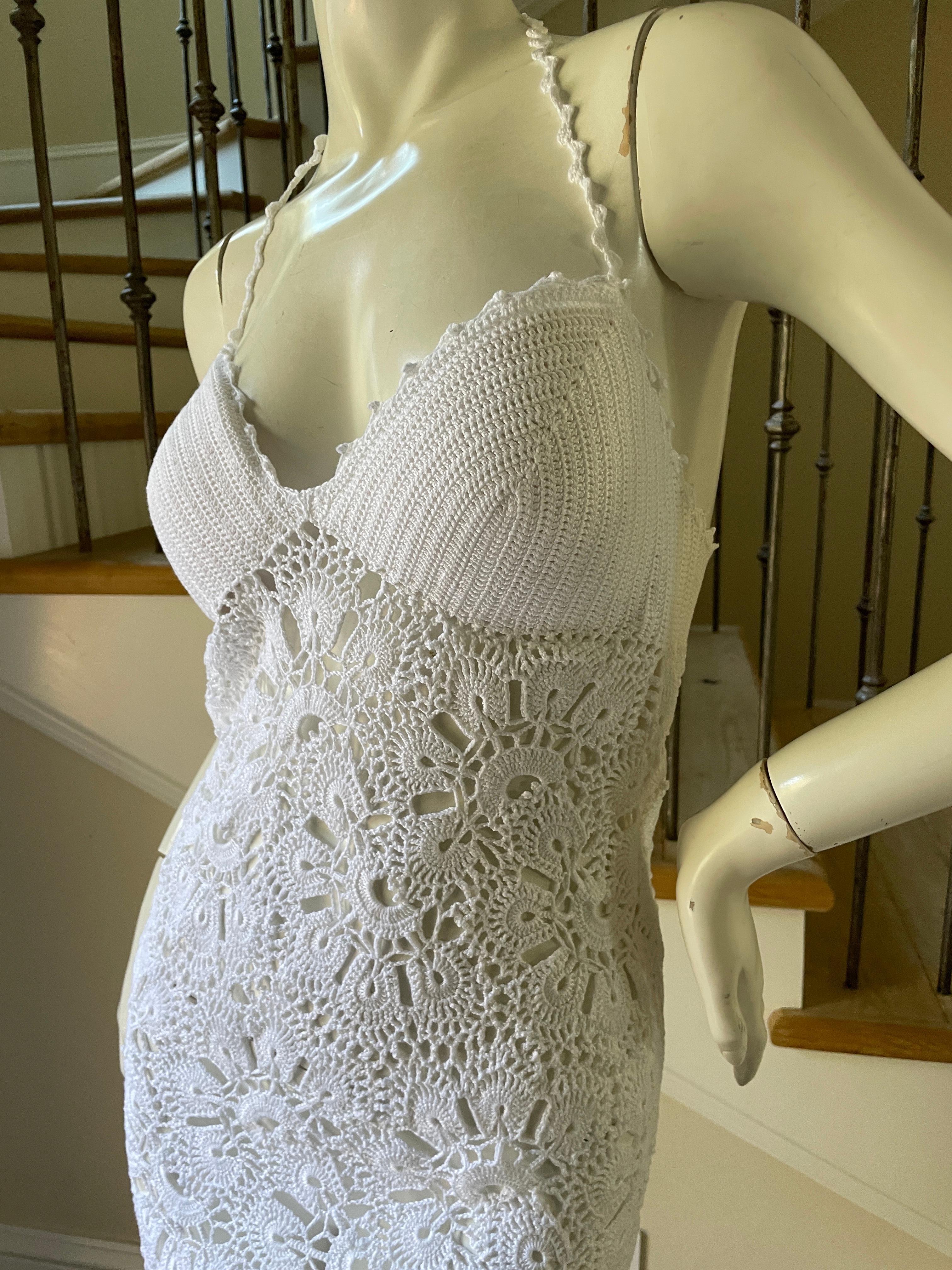 Class Cavalli Vintage Sheer White Crochet Slip Dress NWT For Sale 4