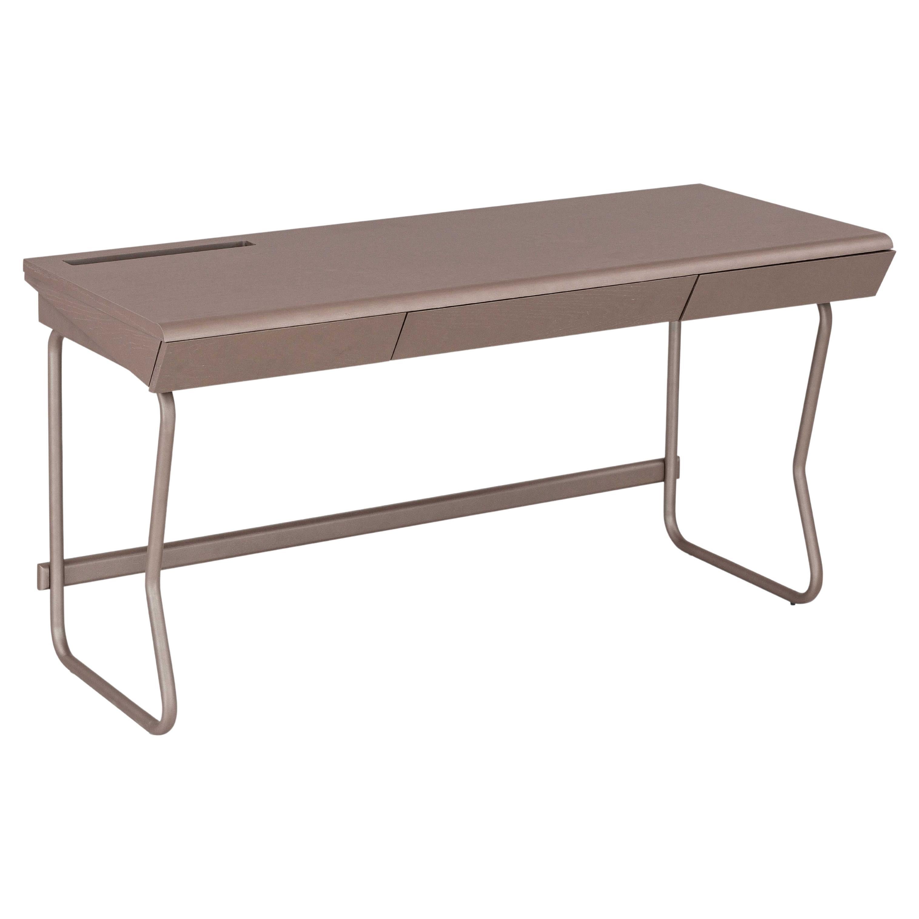 Bureau personnalisable en chêne chocolat avec deux tiroirs de rangement, collection Class