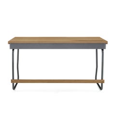 Teak Wood Desk with 55-Inch Top and Graphite Metal Base - Class Collection