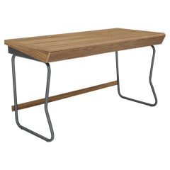 Class Desk with a Teak Wood Finish Top and Graphite Finished Metal Base 55''