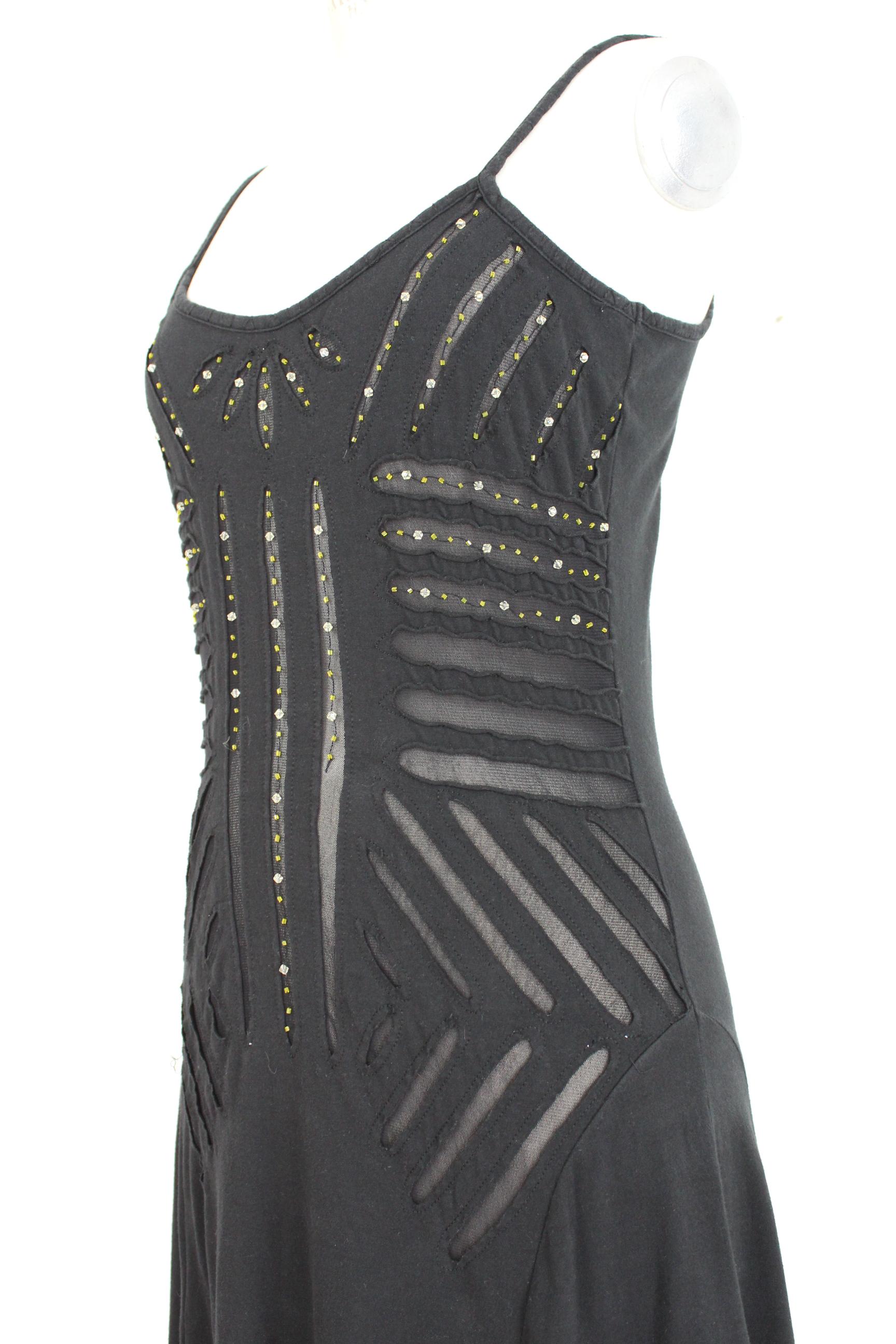 Class Roberto Cavalli Black Cotton Sequins Transparent Cocktail Long Dress  In Excellent Condition In Brindisi, Bt