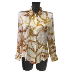 Clase Roberto Cavalli Camisa de seda con estampado rojo y dorado, excelente estado