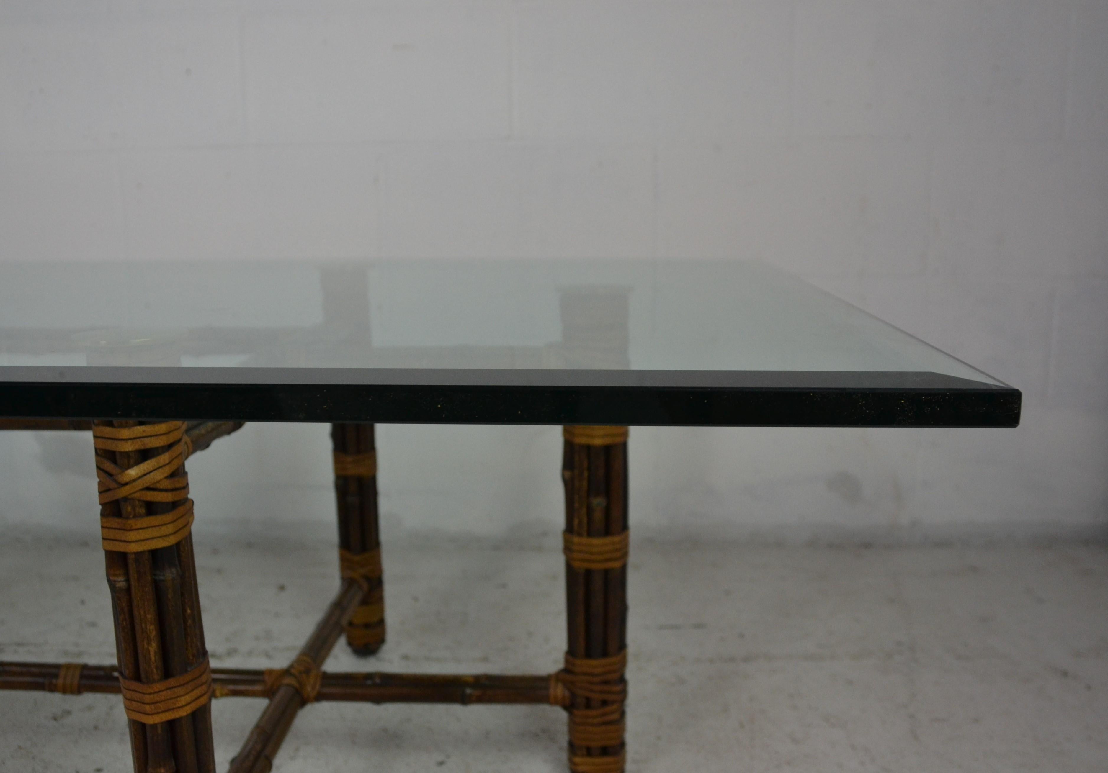 Glass Topped Coffee Table by McGuire In Good Condition In Pomona, CA