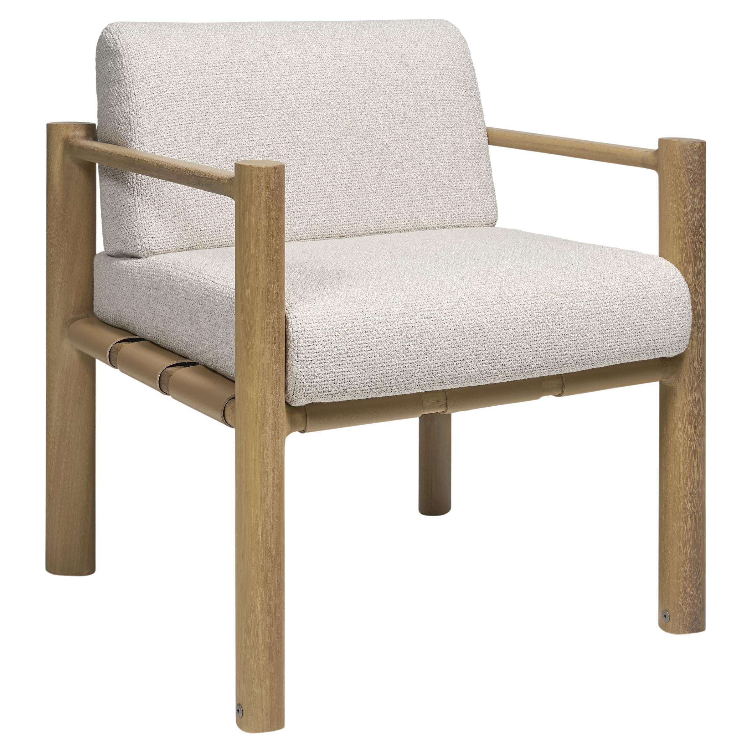 Class.25 Contemporary Outdoor Chair in Wood and Leather by Ronald Sasson im Angebot
