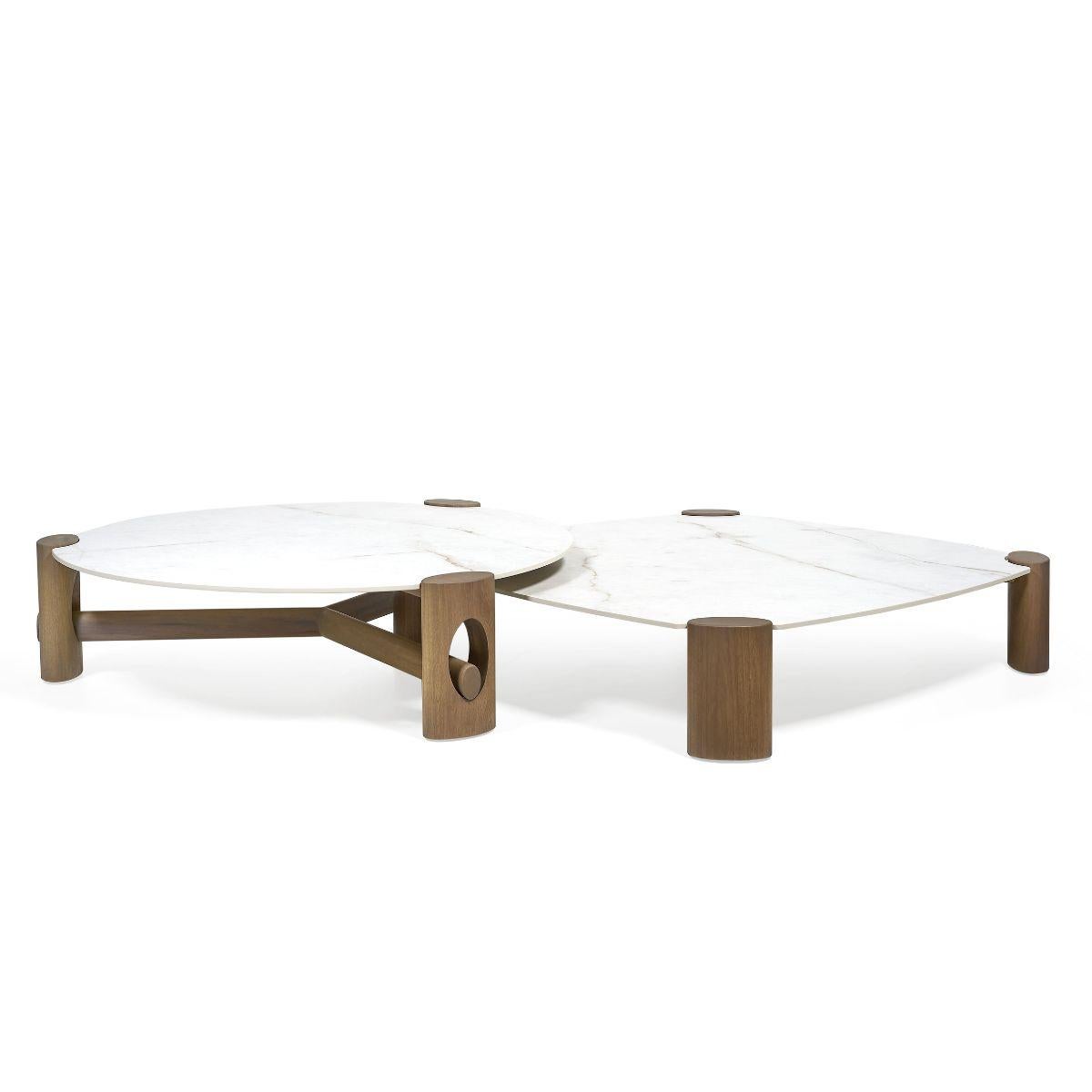 Moderne Class.25 Square Coffee Table in Wood and Ceramic by Ronald Sasson en vente