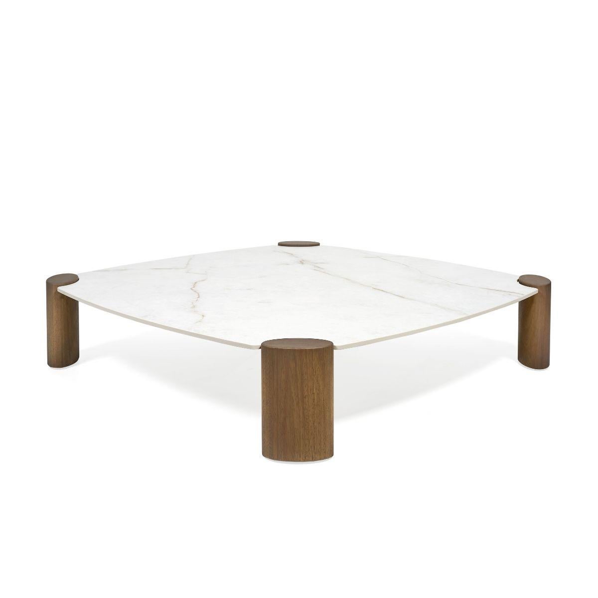 Portugais Class.25 Square Coffee Table in Wood and Ceramic by Ronald Sasson en vente