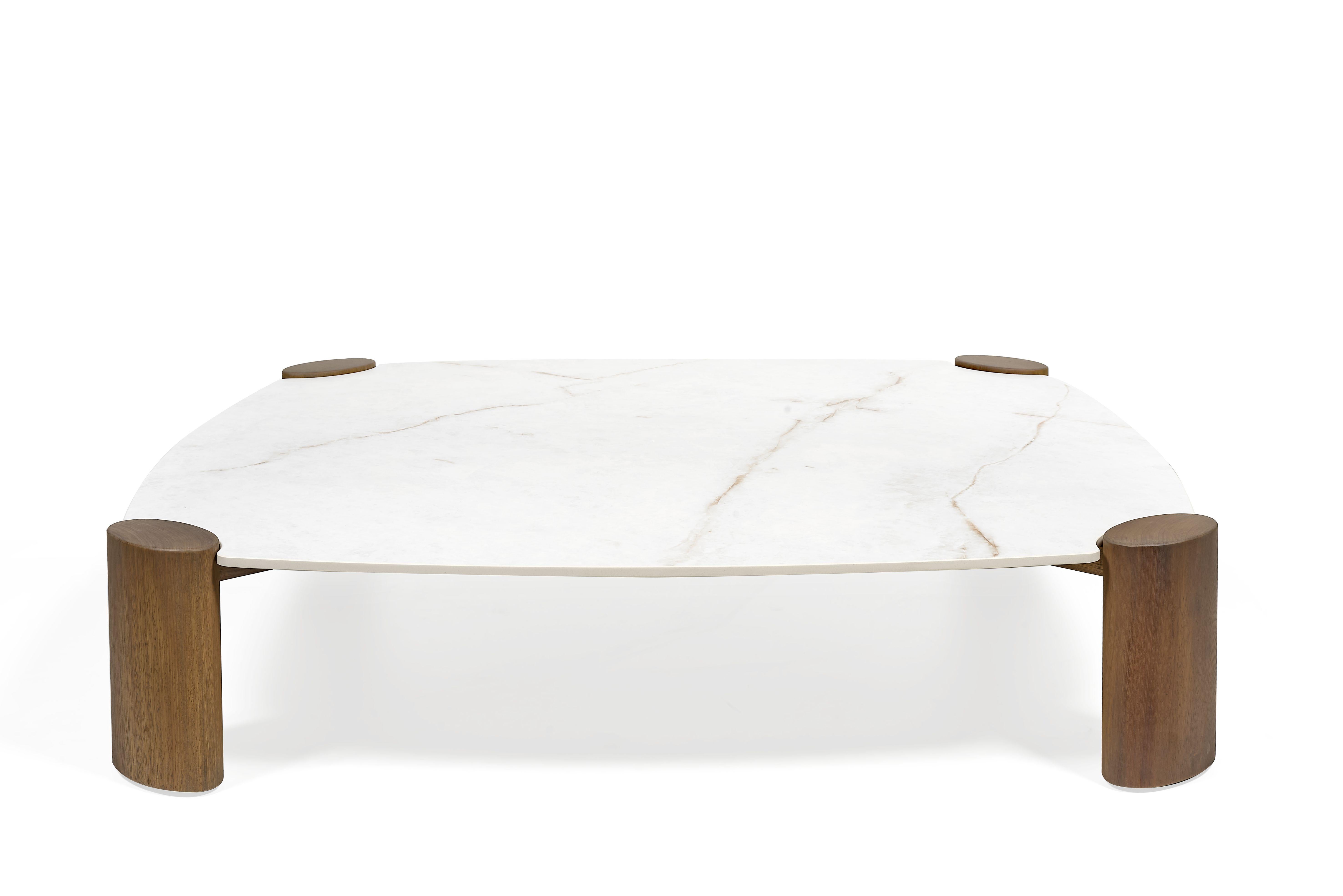 Fait main Class.25 Square Coffee Table in Wood and Ceramic by Ronald Sasson en vente