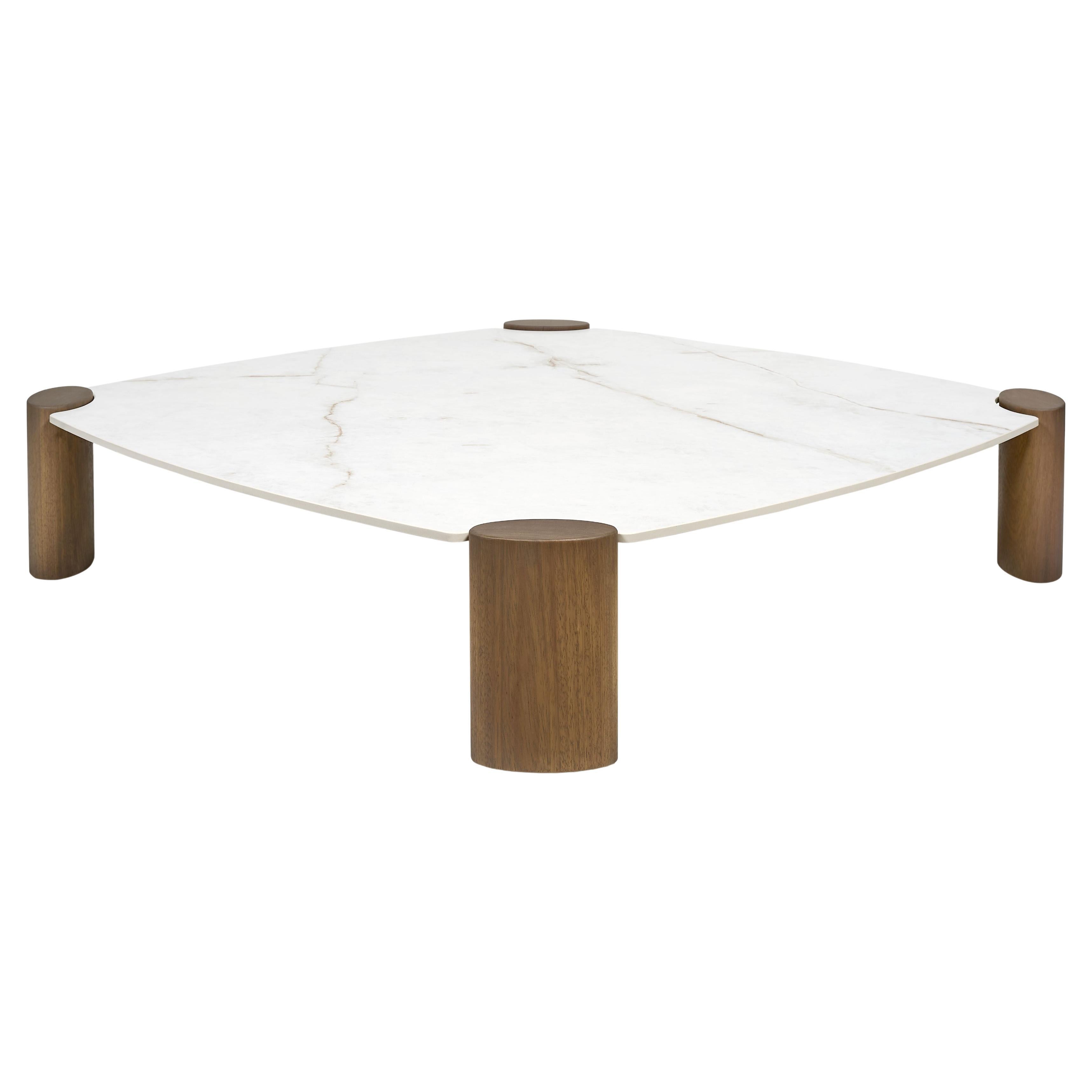 Class.25 Square Coffee Table in Wood and Ceramic by Ronald Sasson en vente