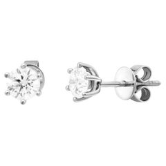 Boucles d'oreilles classiques en or blanc 14k de 0,78 carat de diamant pour elle