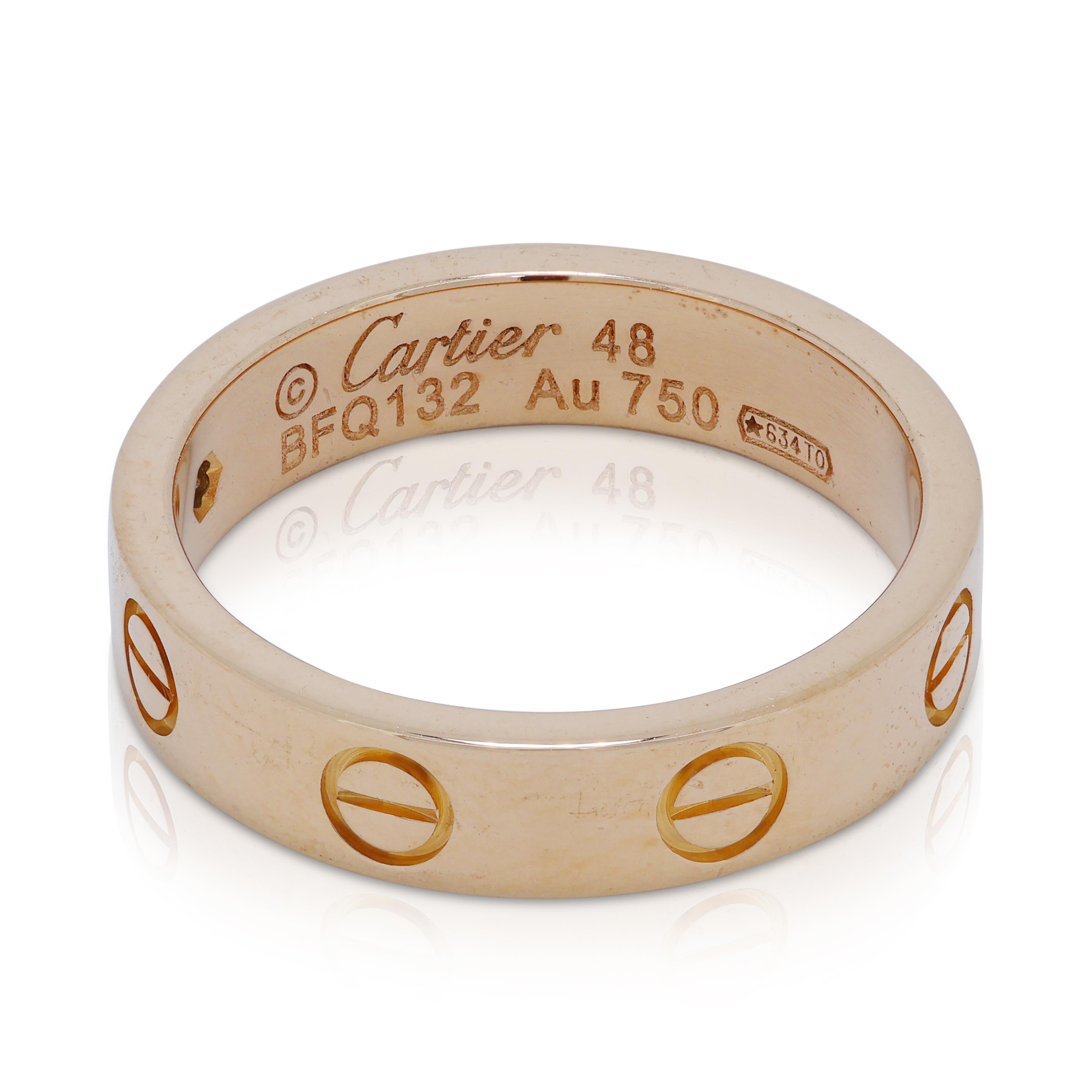 Round Cut Classic 0.02ct Natural Diamond Cartier Band Ring in 18K Rose Gold