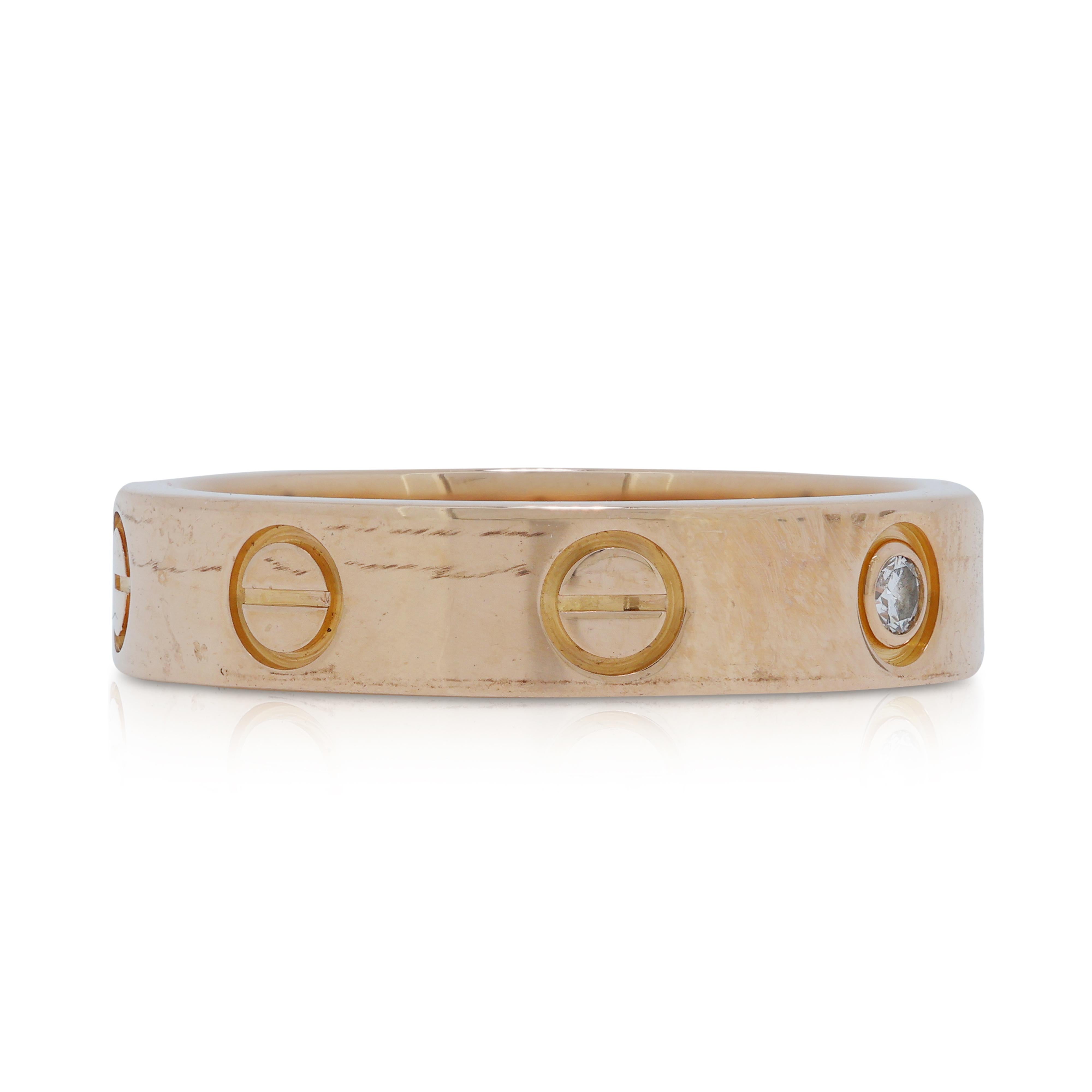 Classic 0.02ct Natural Diamond Cartier Band Ring in 18K Rose Gold In Excellent Condition In רמת גן, IL
