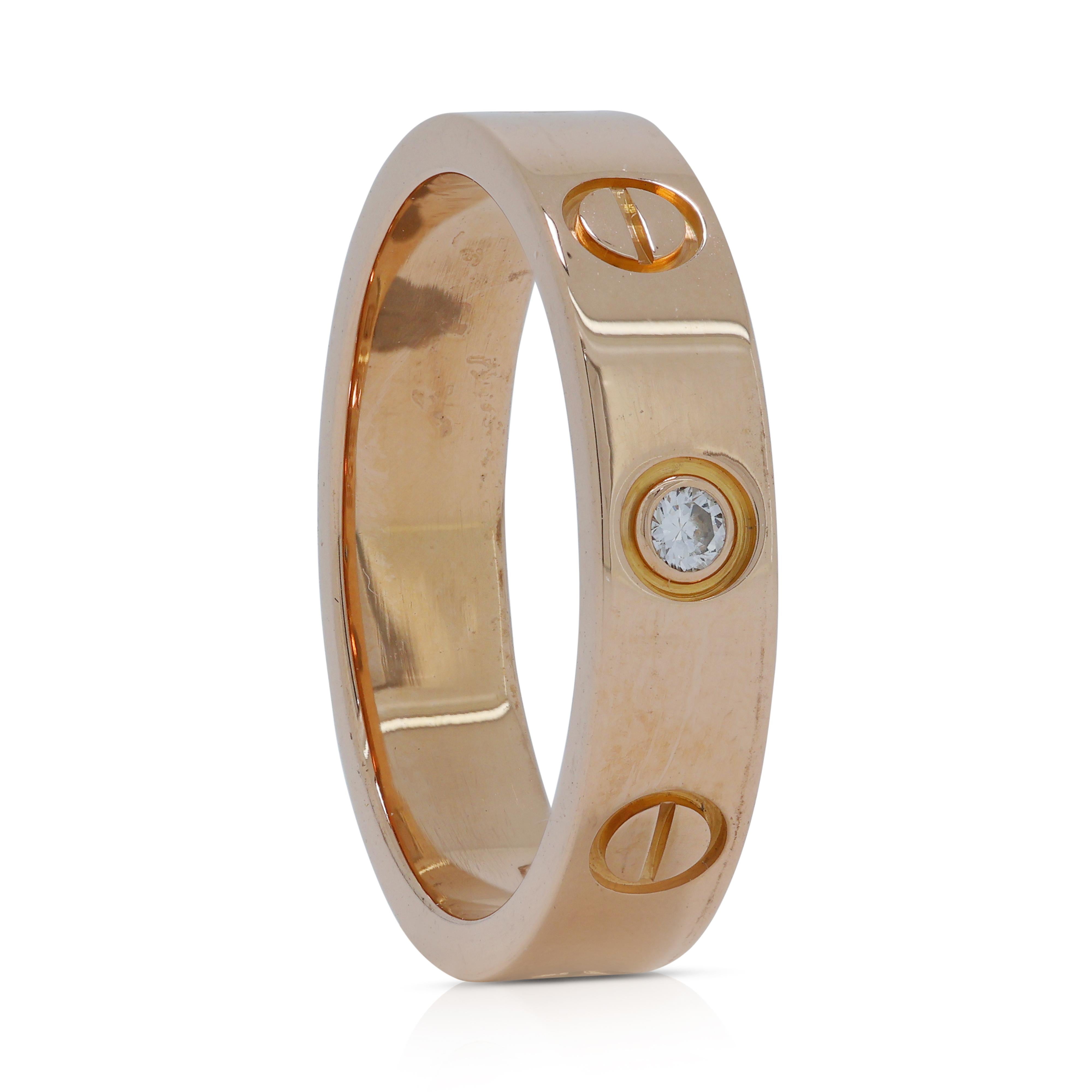 Classic 0.02ct Natural Diamond Cartier Band Ring in 18K Rose Gold 1