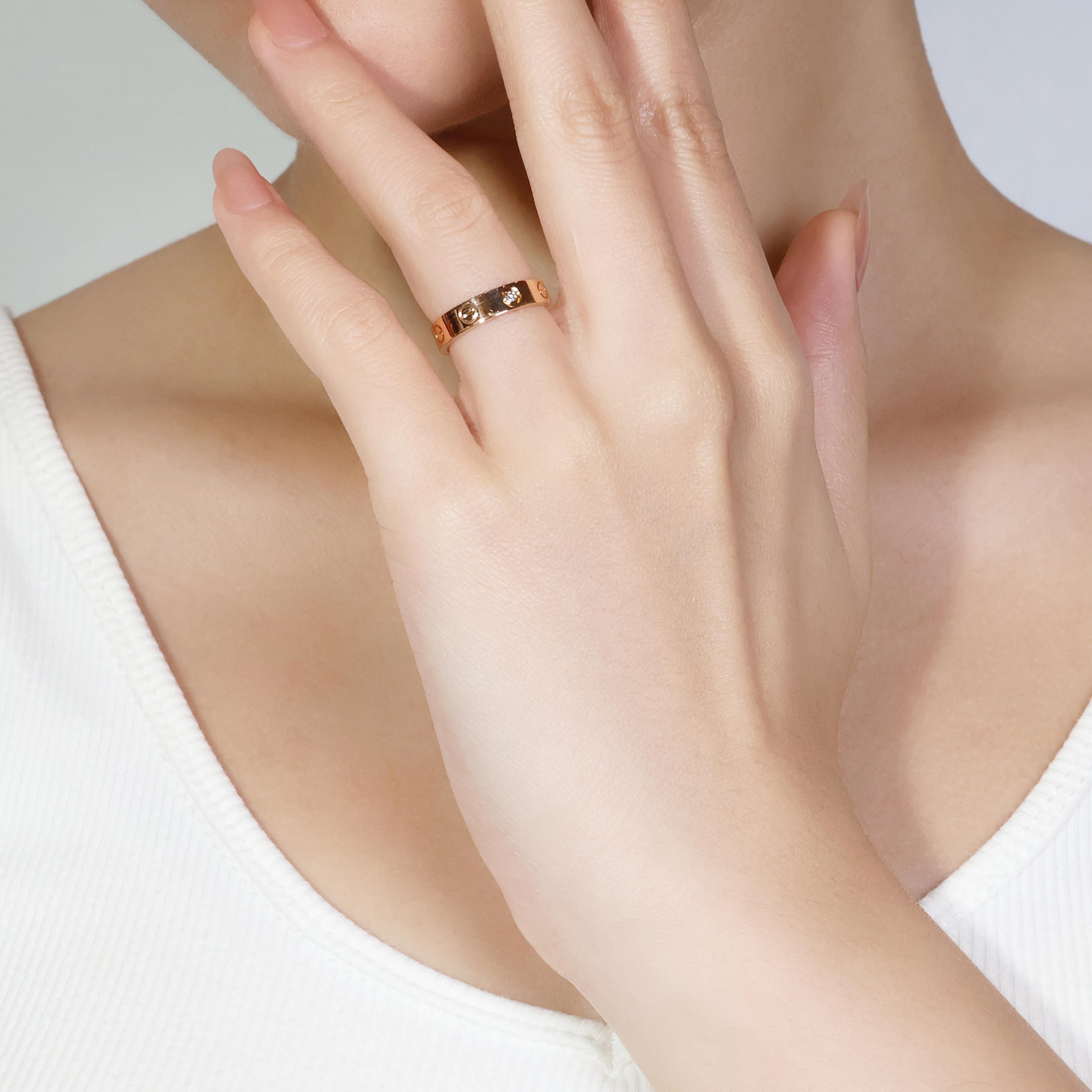 Classic 0.02ct Natural Diamond Cartier Band Ring in 18K Rose Gold 5
