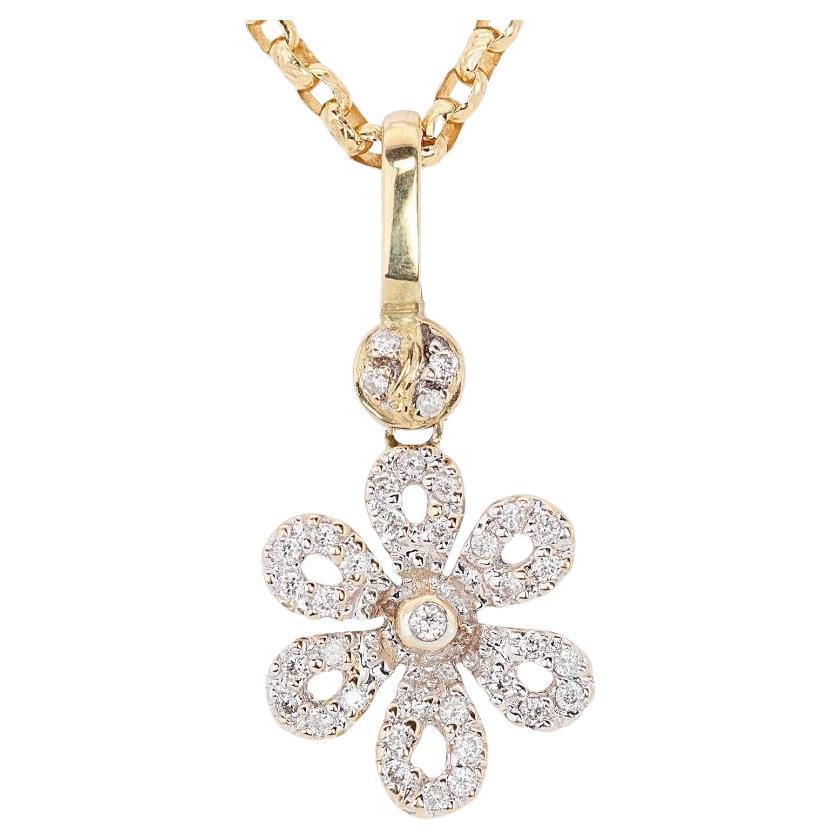 Classic 0.15ct Flower-shaped Diamond Pendant- (Chain not included) For Sale