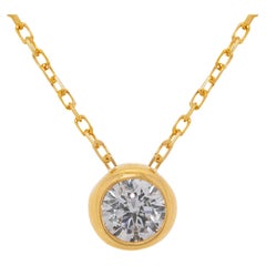 Collier classique en or jaune 18 carats, solitaire en diamant naturel de 0,15 carats