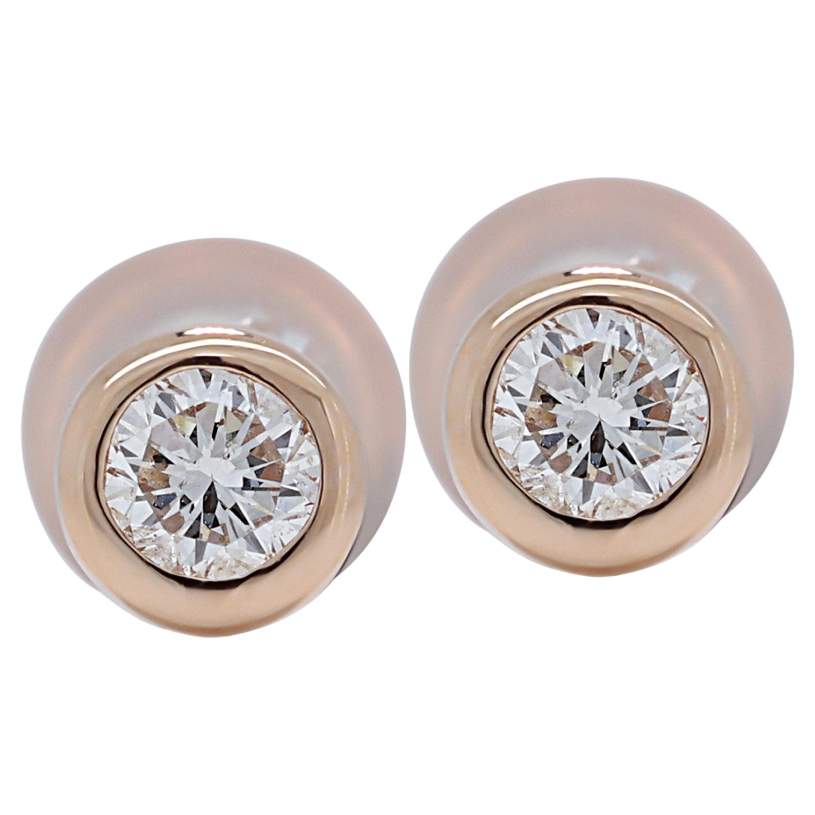 Classic 0.16ct Diamond Stud Earrings in 18K Rose Gold For Sale