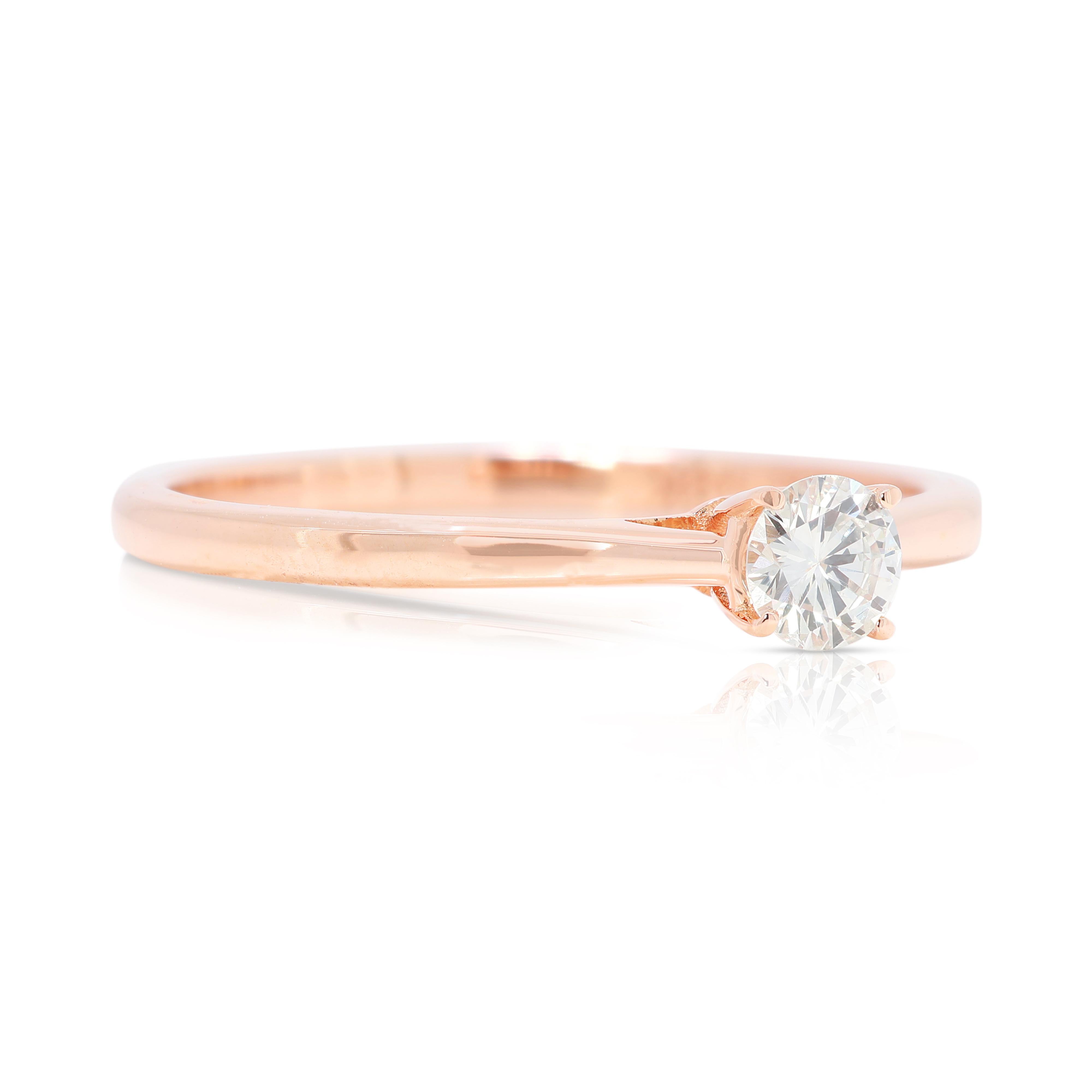 Classic 0.18ct Round Brilliant Diamond Solitaire Ring in 18K Rose Gold (Rundschliff) im Angebot