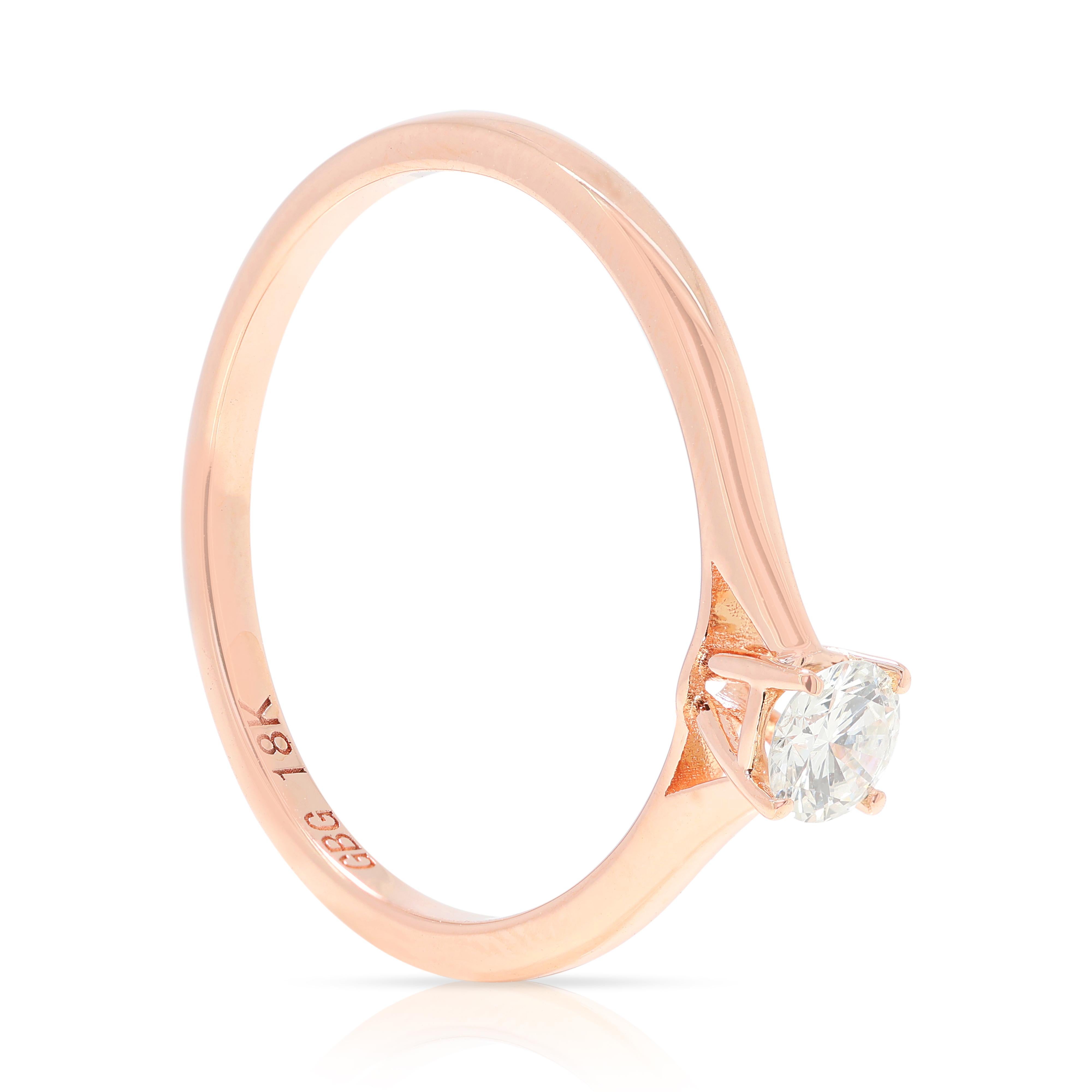 Classic 0.18ct Round Brilliant Diamond Solitaire Ring in 18K Rose Gold im Angebot 1