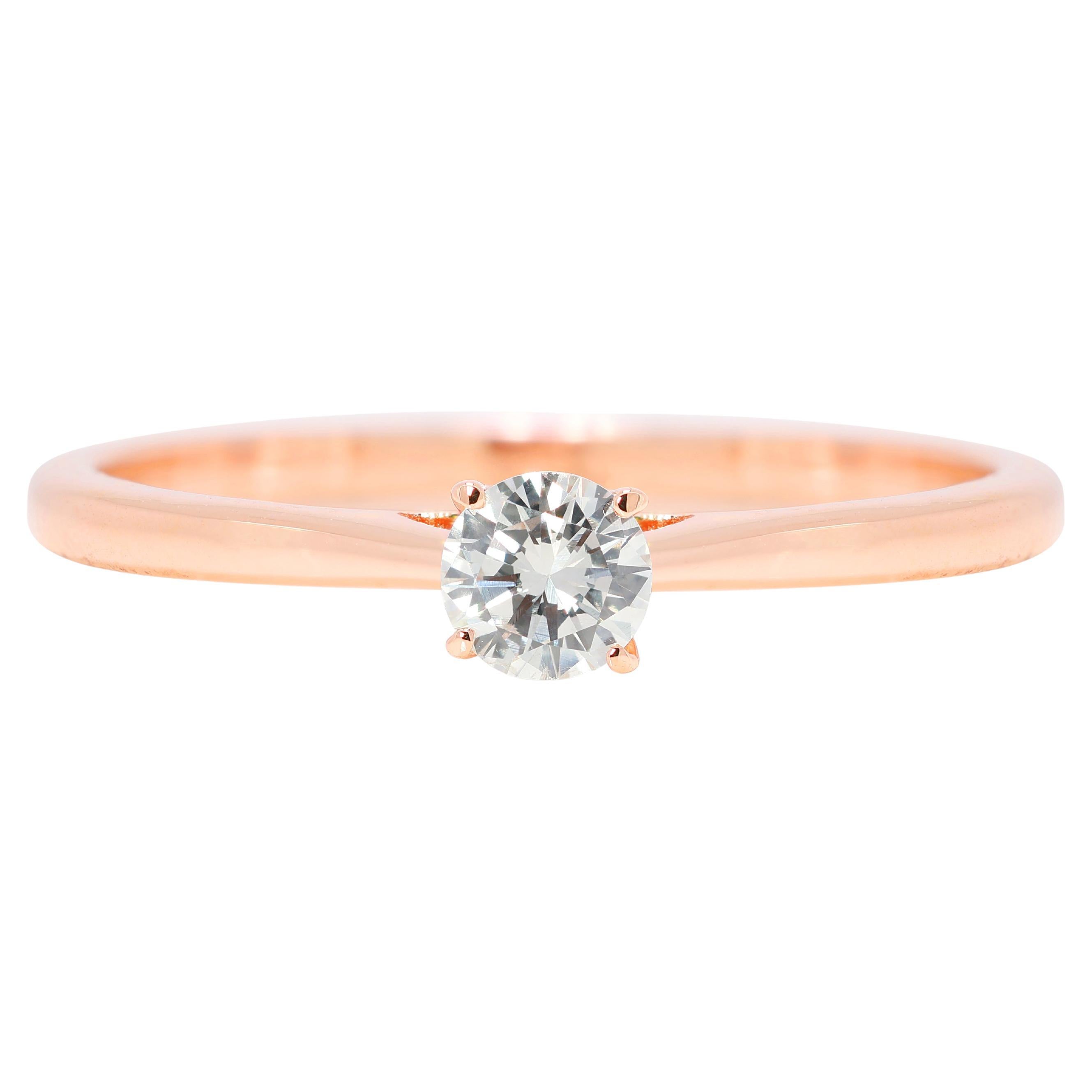 Classic 0.18ct Round Brilliant Diamond Solitaire Ring in 18K Rose Gold