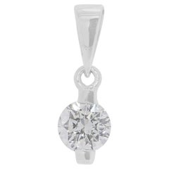 Pendentif classique en or blanc 18 carats avec solitaire en diamant naturel de 0,20 carats