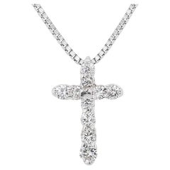 Classic 0.25ct Cross Diamond Necklace in 18K White Gold