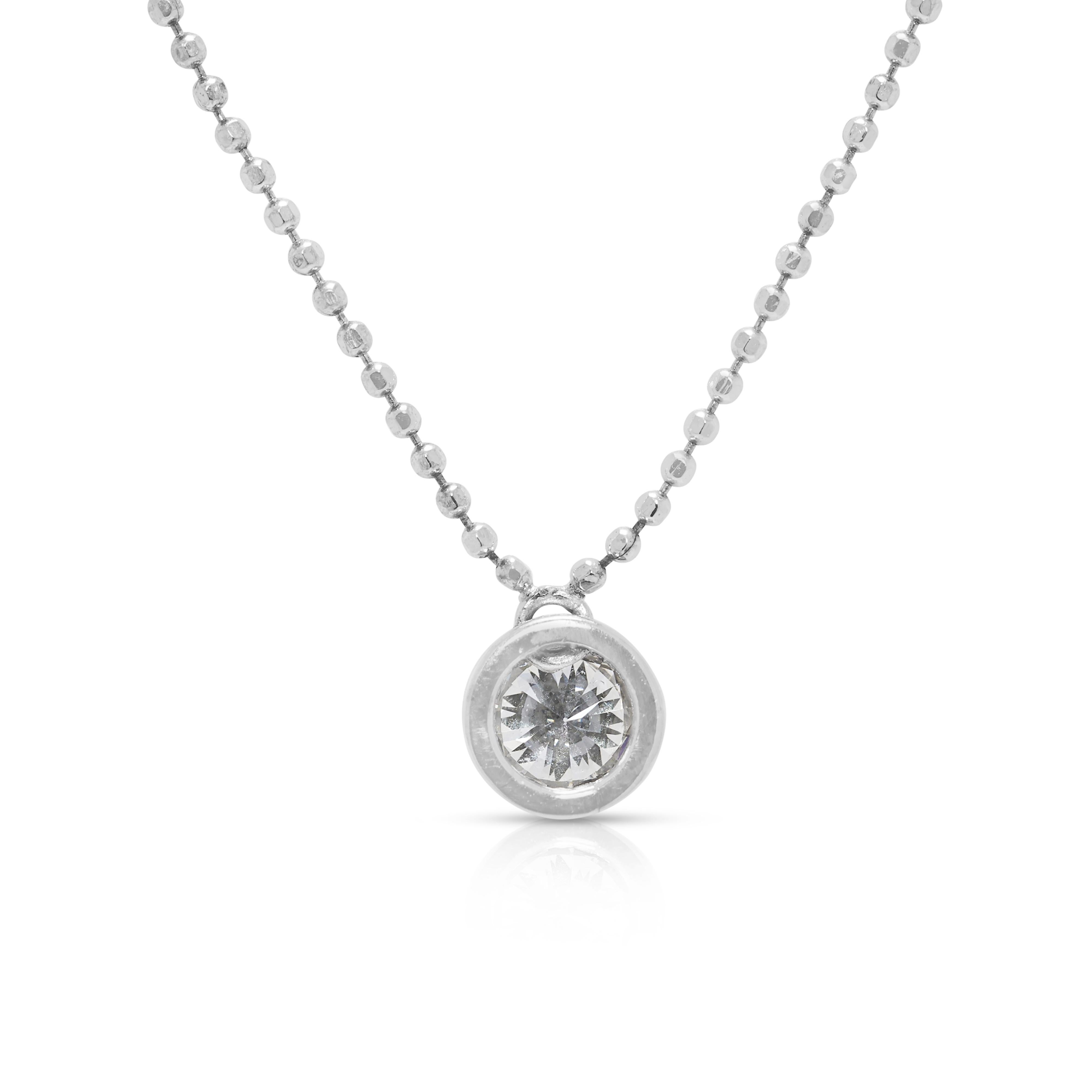 Collar Clásico Solitario de Diamante Natural de 0,28ct en Oro Blanco de 18K en venta 1