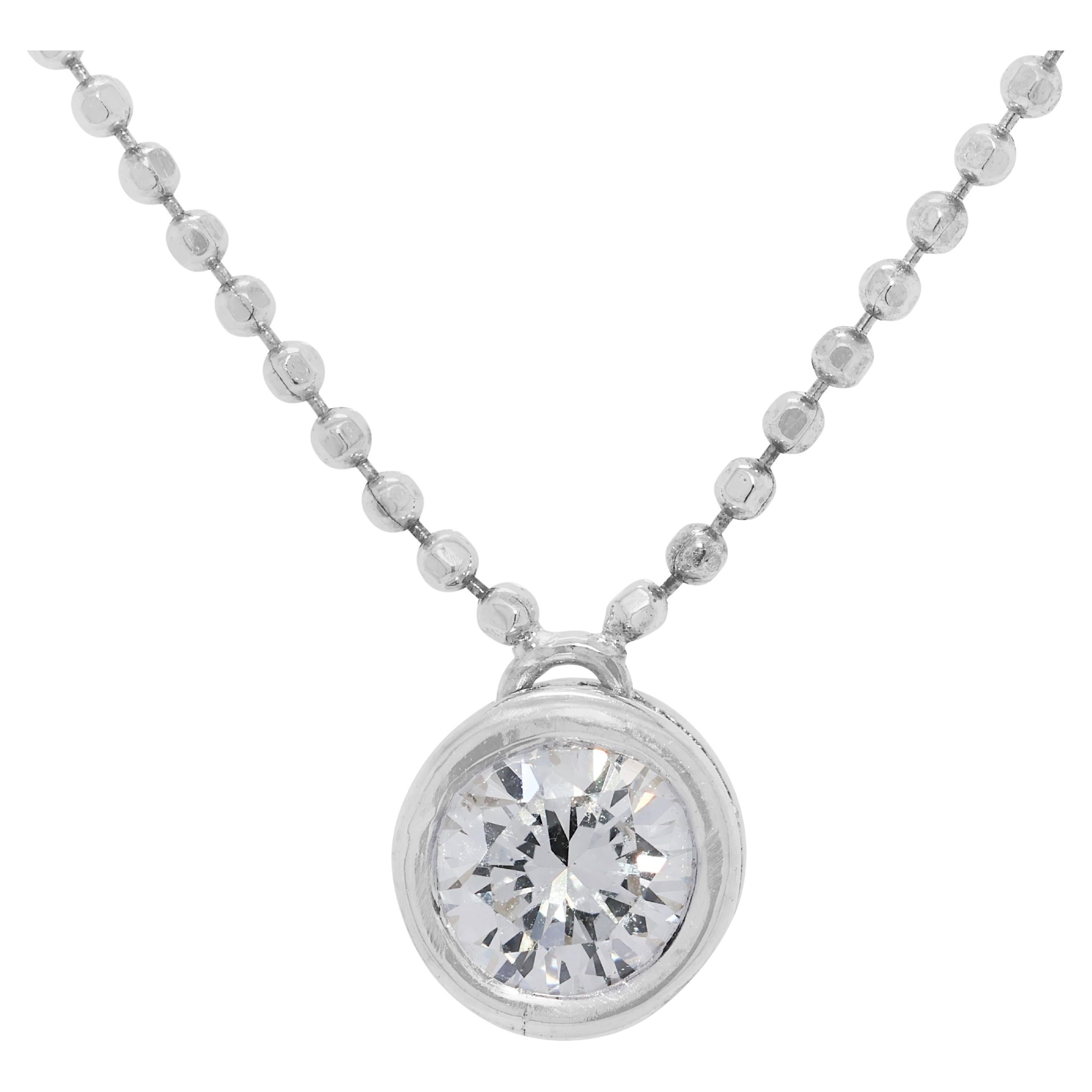 Collar Clásico Solitario de Diamante Natural de 0,28ct en Oro Blanco de 18K