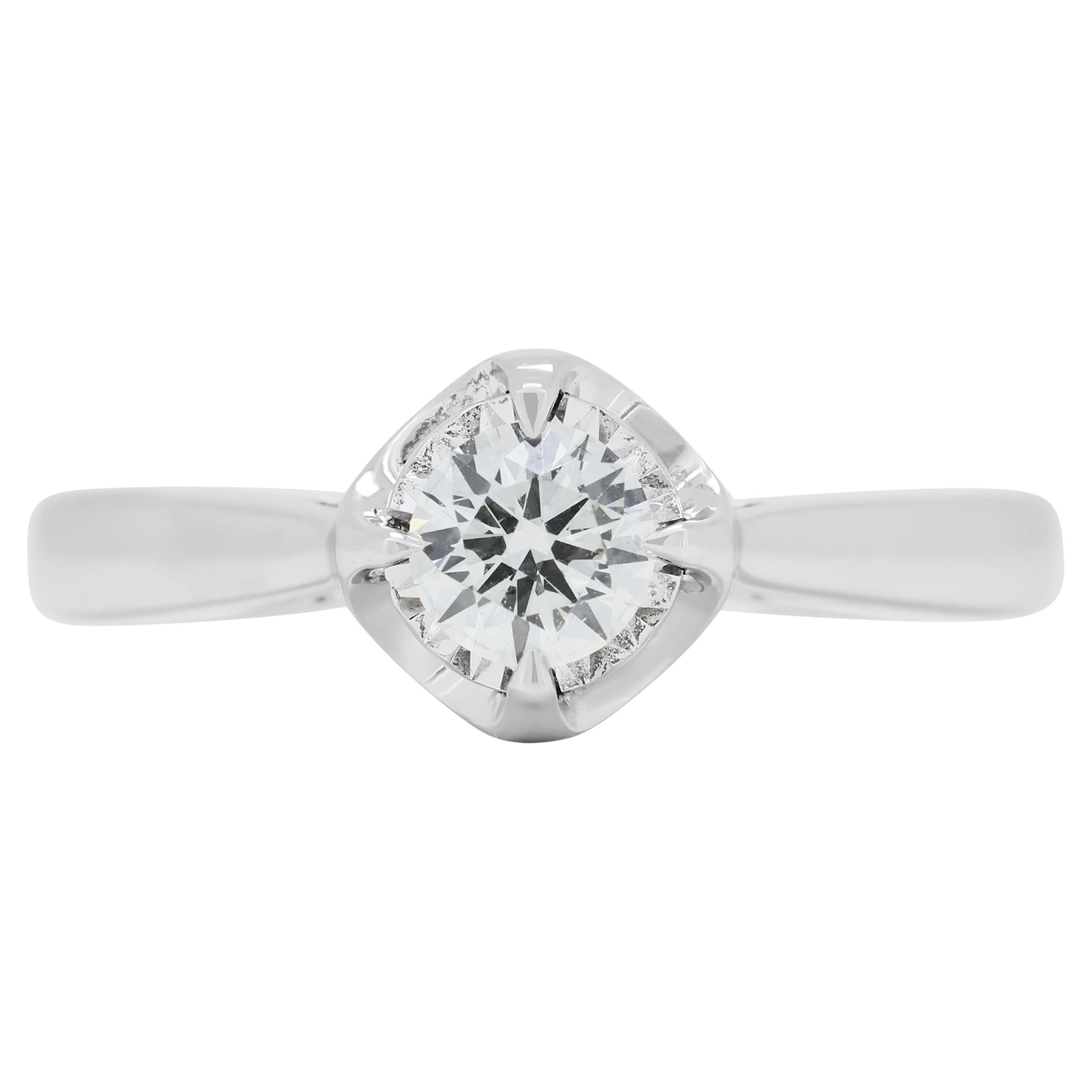 Klassischer 0,28ct Solitär-Diamantring aus 18K Weißgold