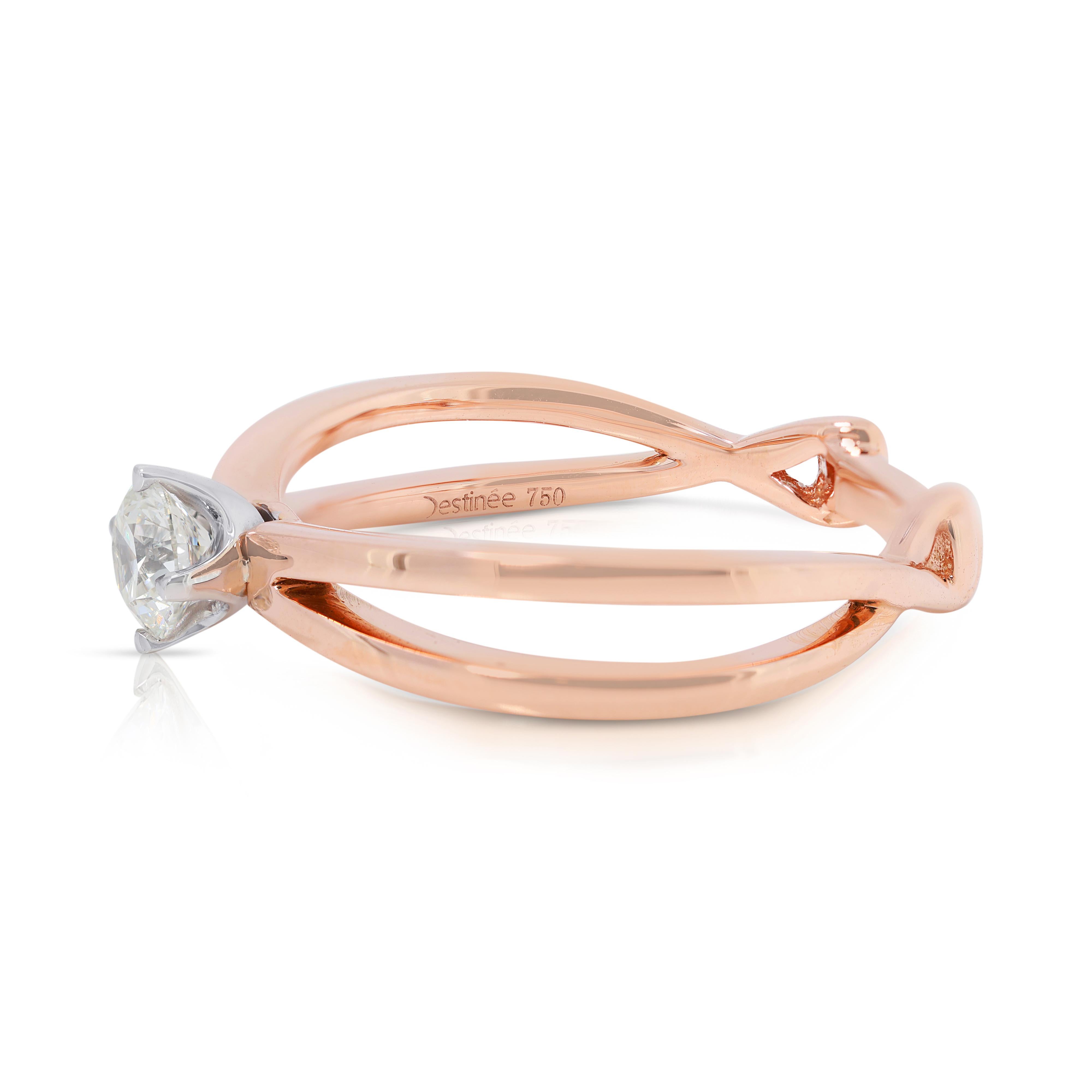 Anello classico con diamanti naturali tondi e brillanti da 0,31 ct in oro bicolore 18 carati In condizioni Nuovo in vendita a רמת גן, IL