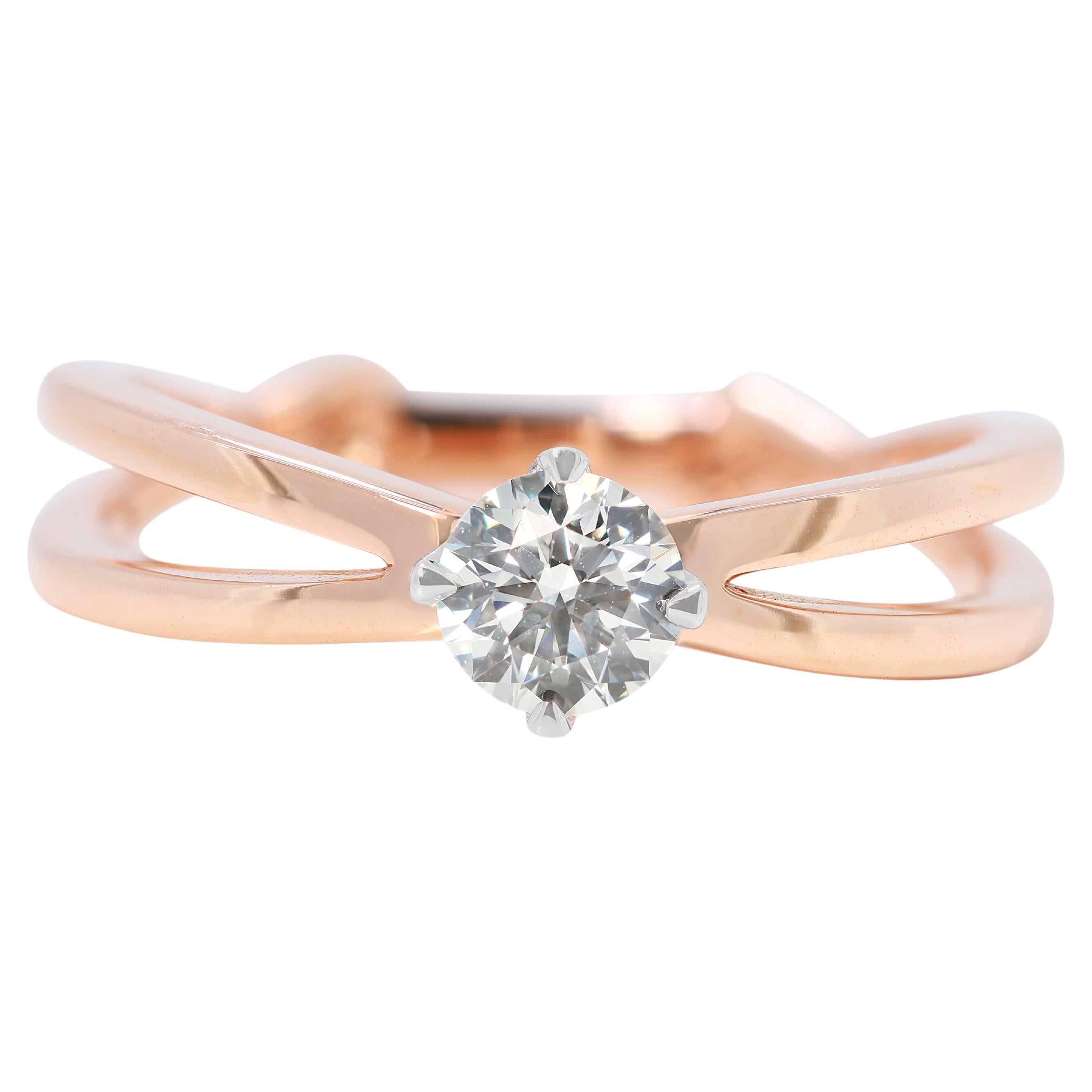 Classic 0.31ct Round Brilliant Natural Diamond Ring in 18K Two Tone Gold