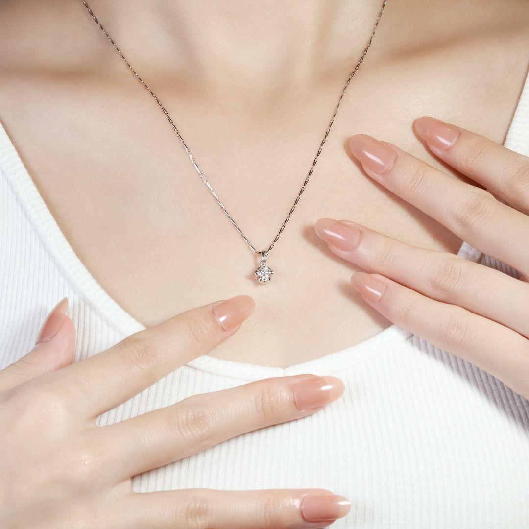Classic 0.32ct Diamond Solitaire Necklace in 18K White Gold - (Chain Included) 4