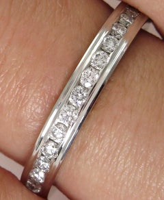 Classic 0.33CT Round Diamond Wedding Anniversary Band Ring Solid Platinum