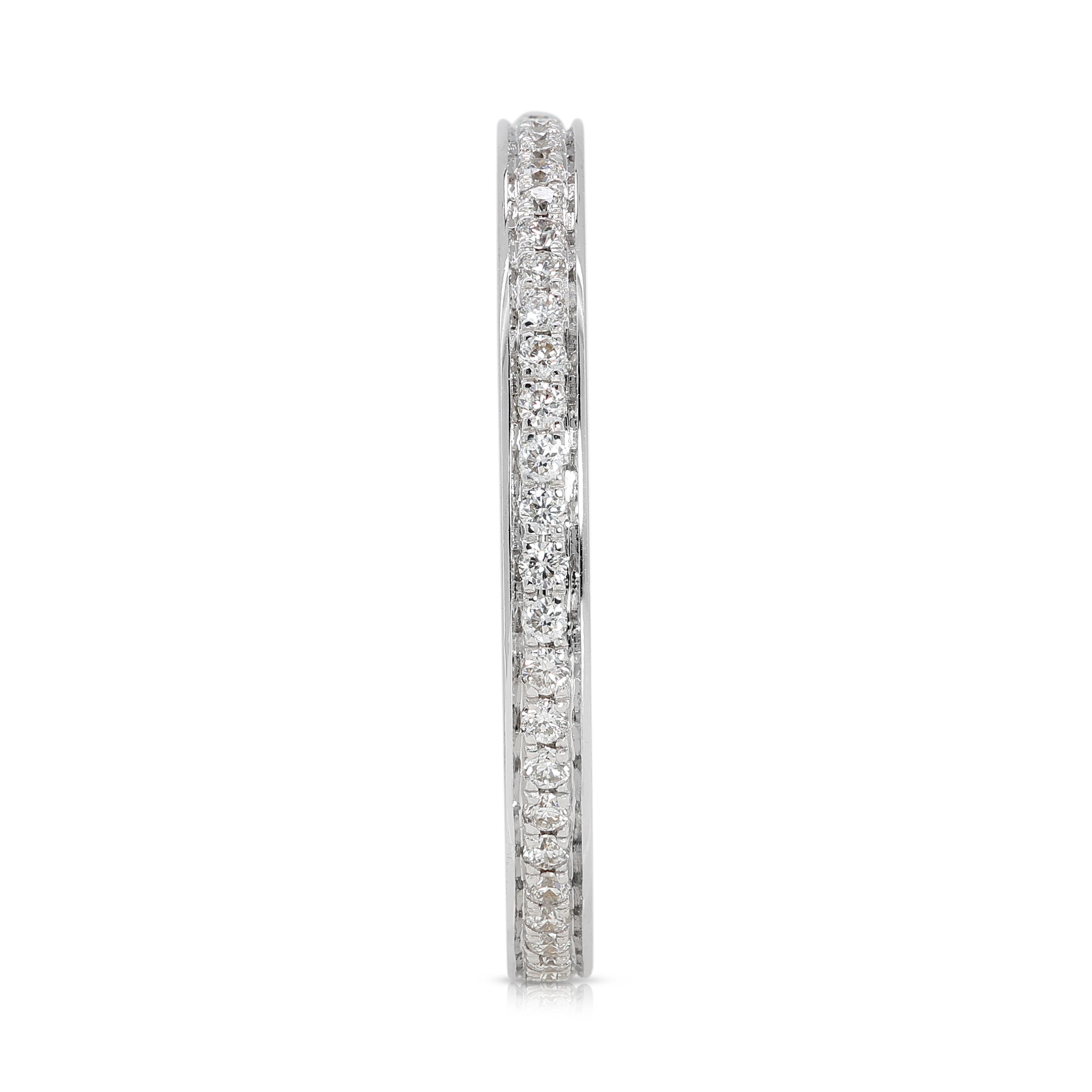 Round Cut Classic 0.34ct Natural Diamond Eternity Ring in 18K White Gold