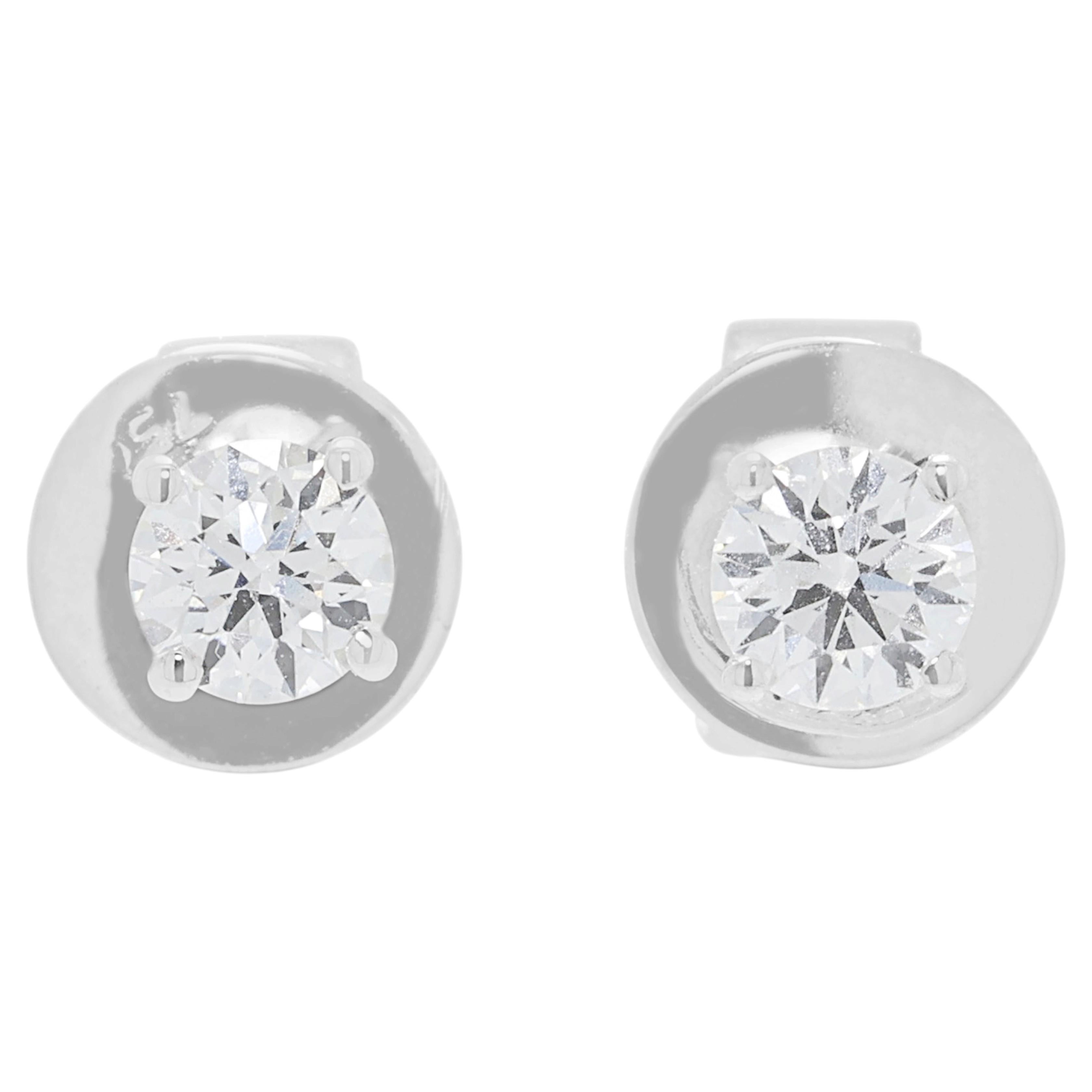 Classic 0.38ct Lazare Diamond Stud Earrings in 18K White Gold For Sale