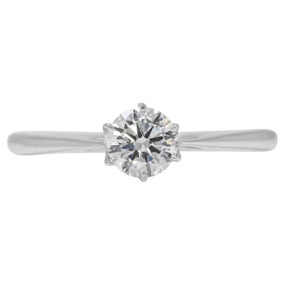 Classic 0.40ct Natural Diamond Solitaire 18K White Gold Ring