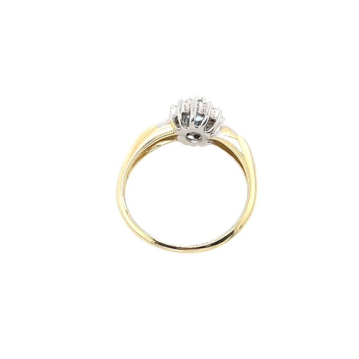 This gorgeous oval aquamarine ring set in 9ct yellow & white gold setting. with 0.15ct natural round brilliant cut diamonds halo and shoulders. This is a unique and eye-catching ring.

Additional Information:
Total Diamond Weight: 0.16ct
Diamond