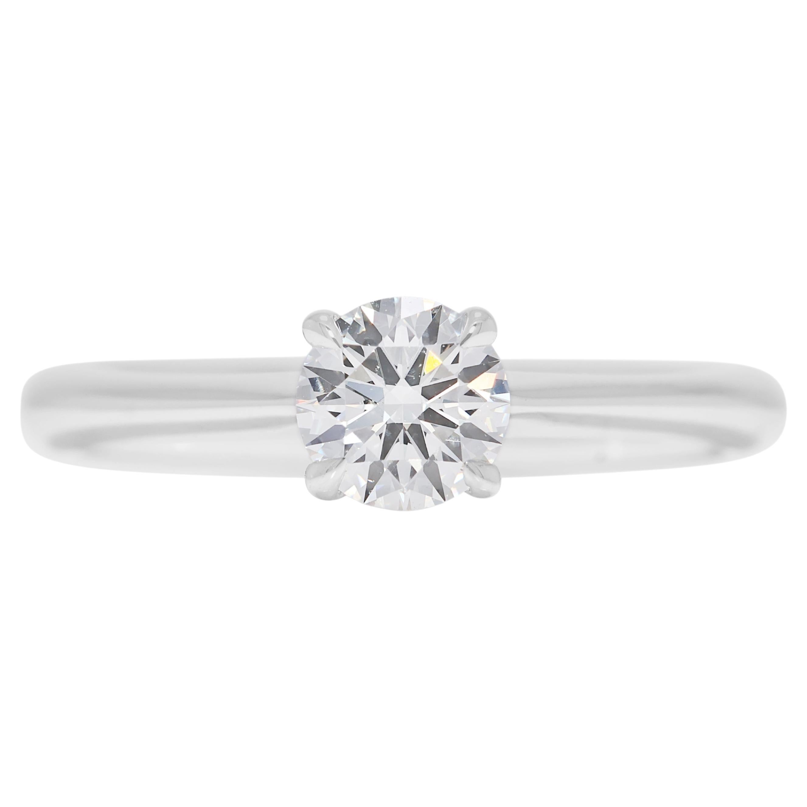 Klassischer 0,41ct runder Brillant-Diamant-Solitärring aus 18K Weißgold