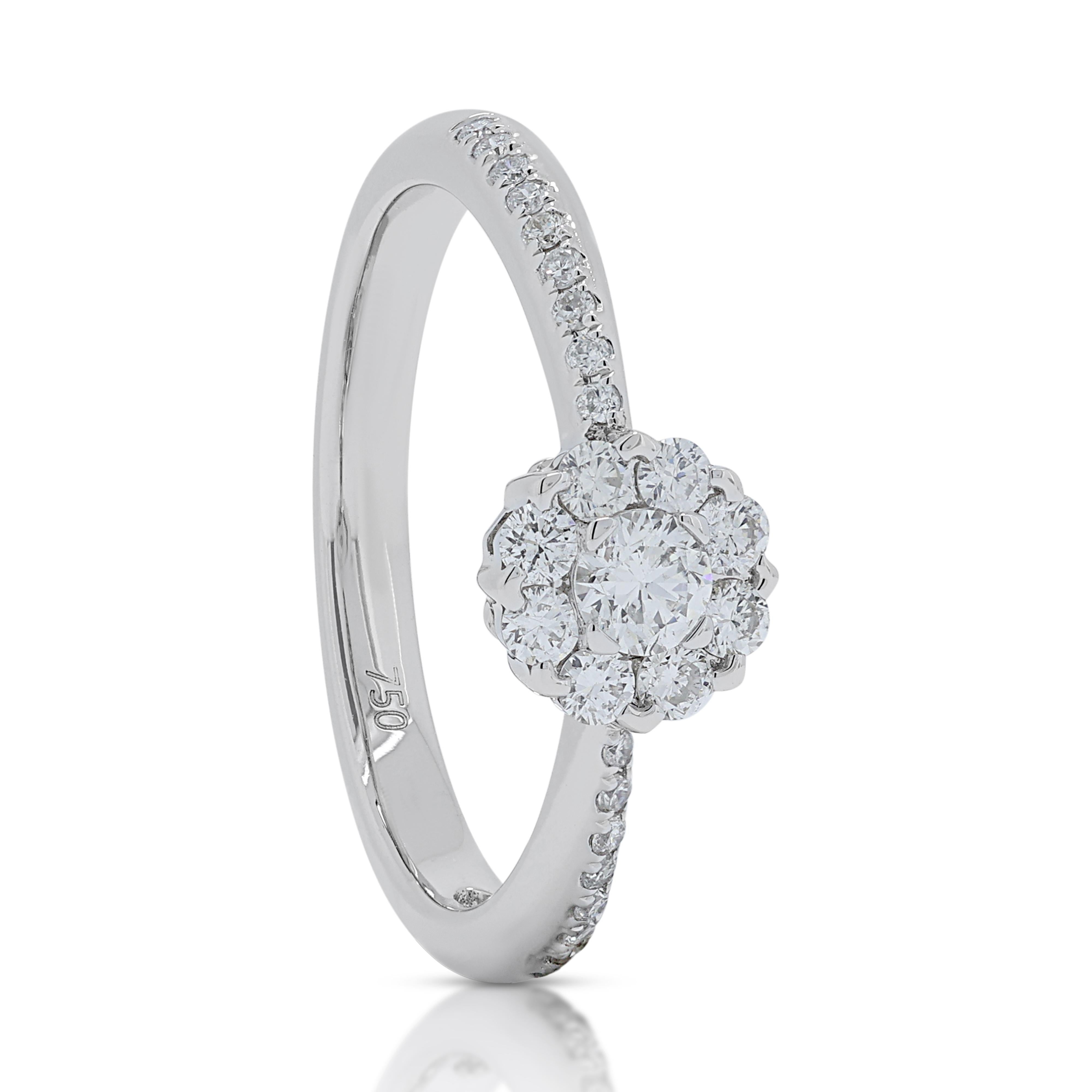Classic 0.45ct Diamond Pave Ring in 18K White Gold For Sale 2