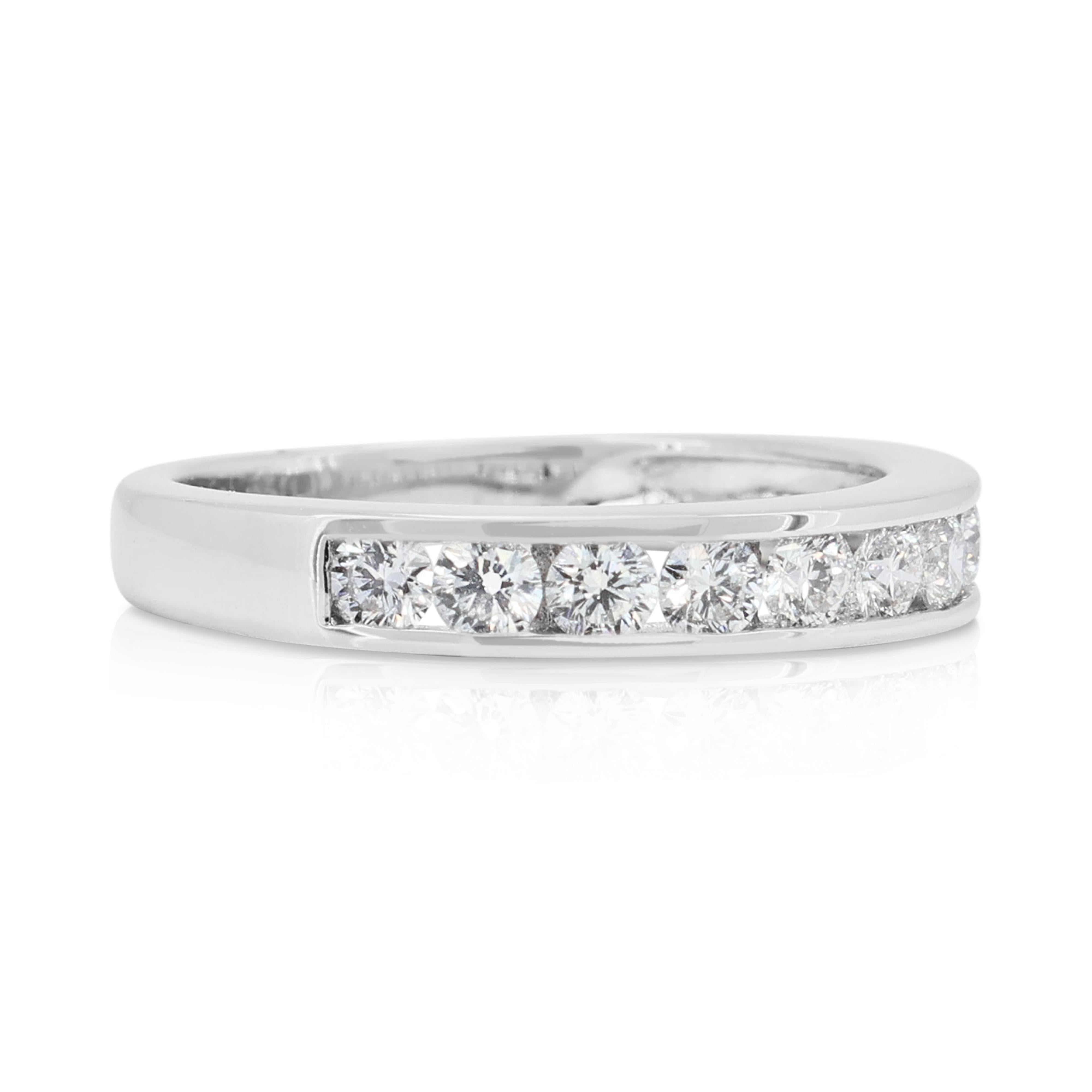 Round Cut Classic 0.45ct Diamonds Half-Eternity Ring in 18k White Gold For Sale