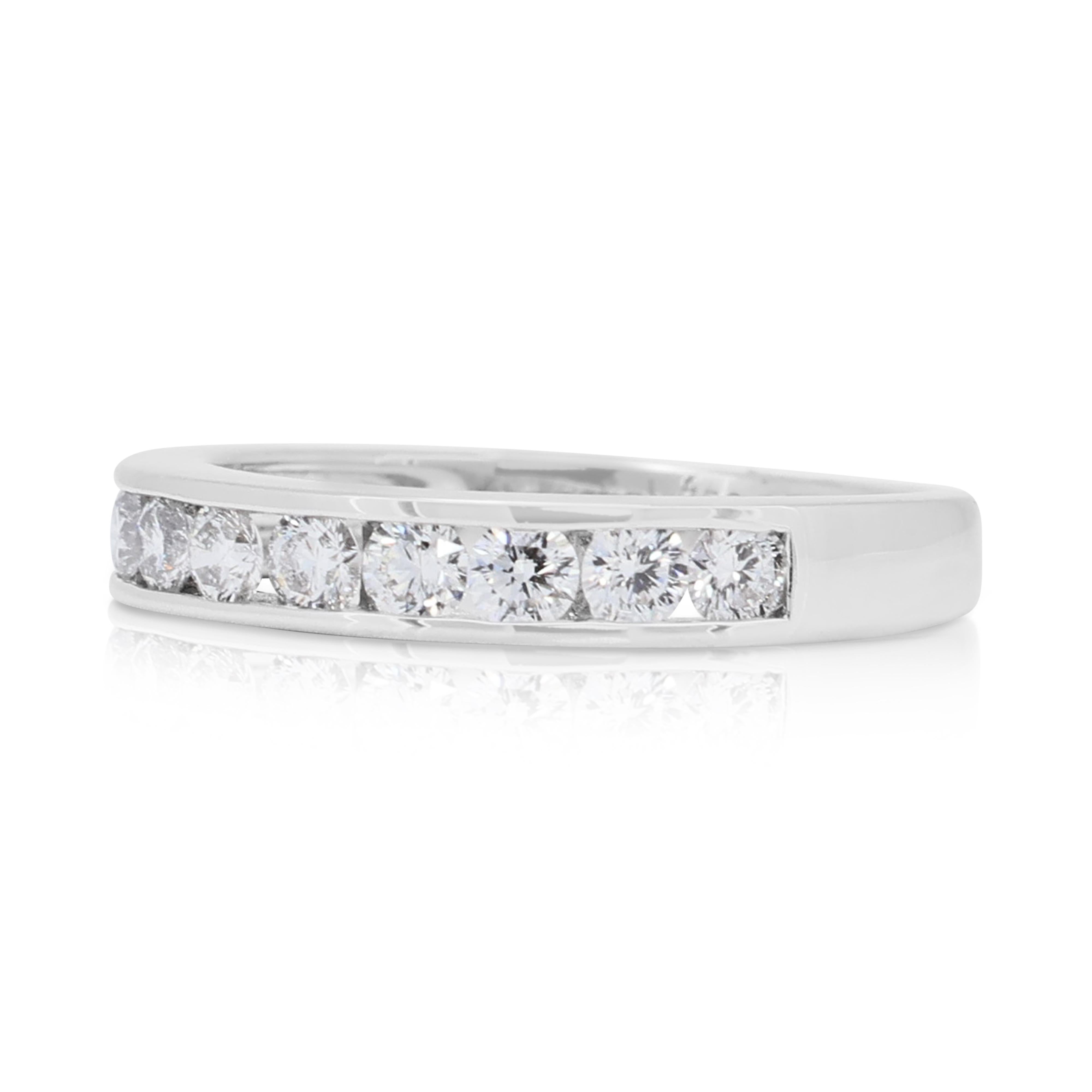Classic 0.45ct Diamonds Half-Eternity Ring in 18k White Gold In Excellent Condition For Sale In רמת גן, IL