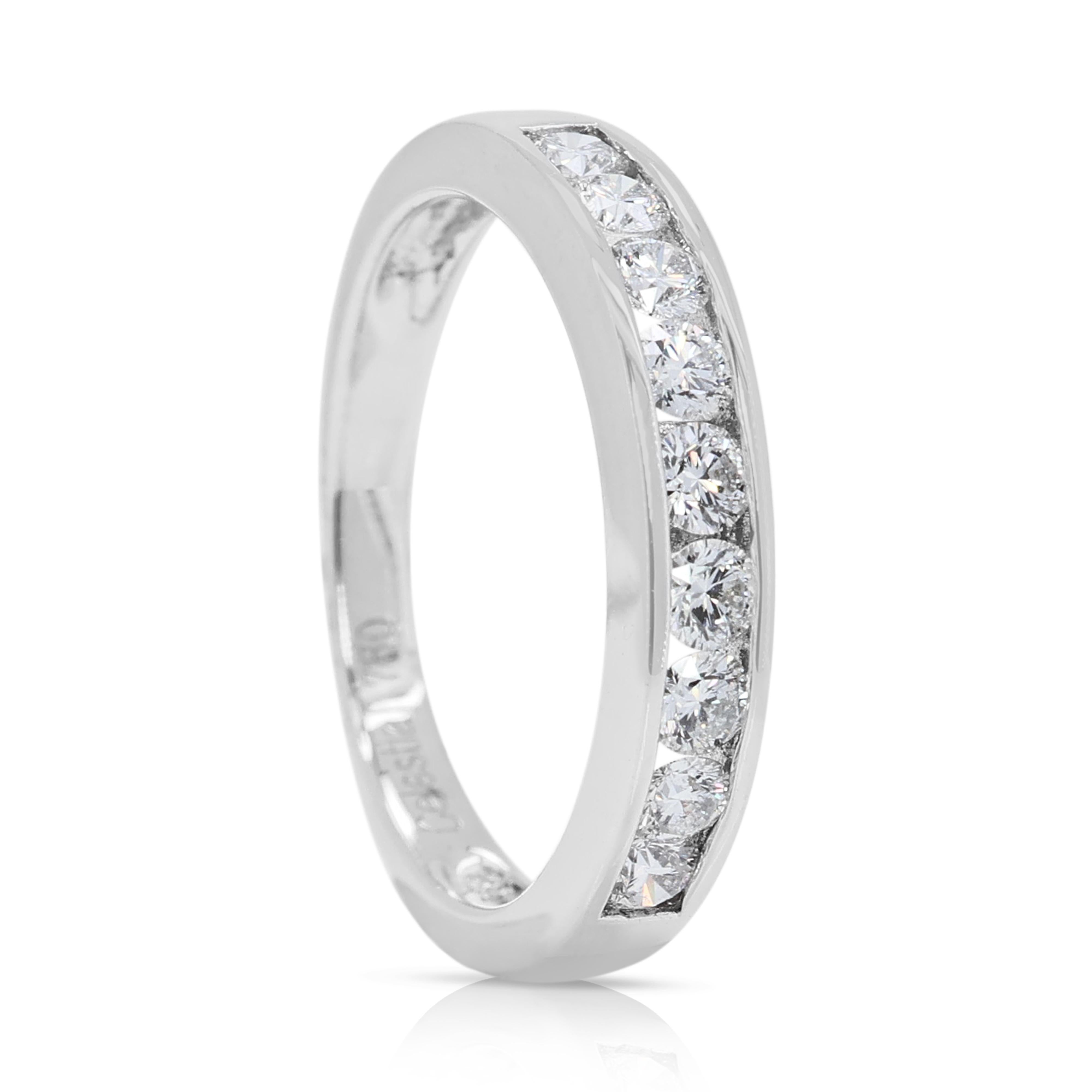 Women's Classic 0.45ct Diamonds Half-Eternity Ring in 18k White Gold For Sale