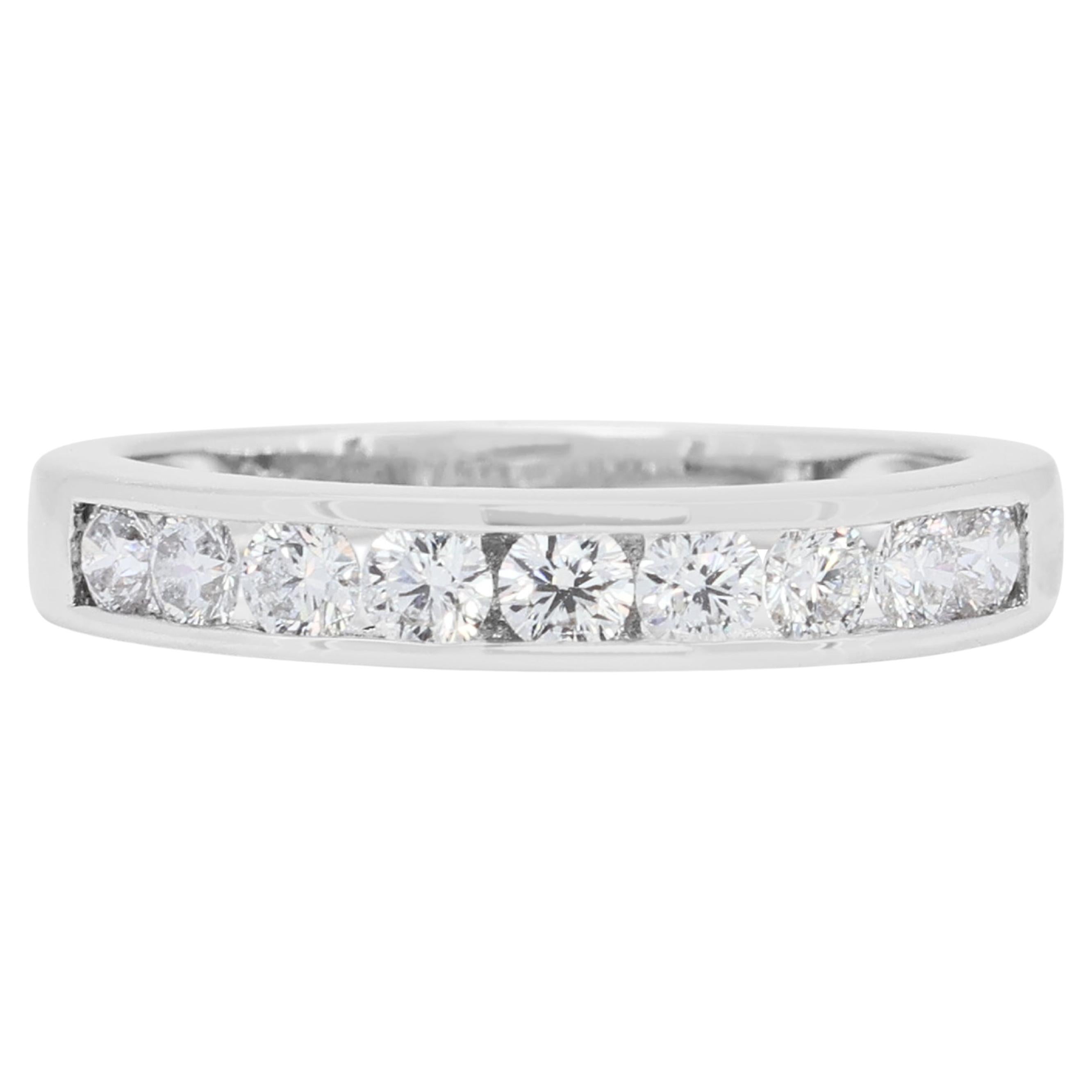 Classic 0.45ct Diamonds Half-Eternity Ring in 18k White Gold For Sale